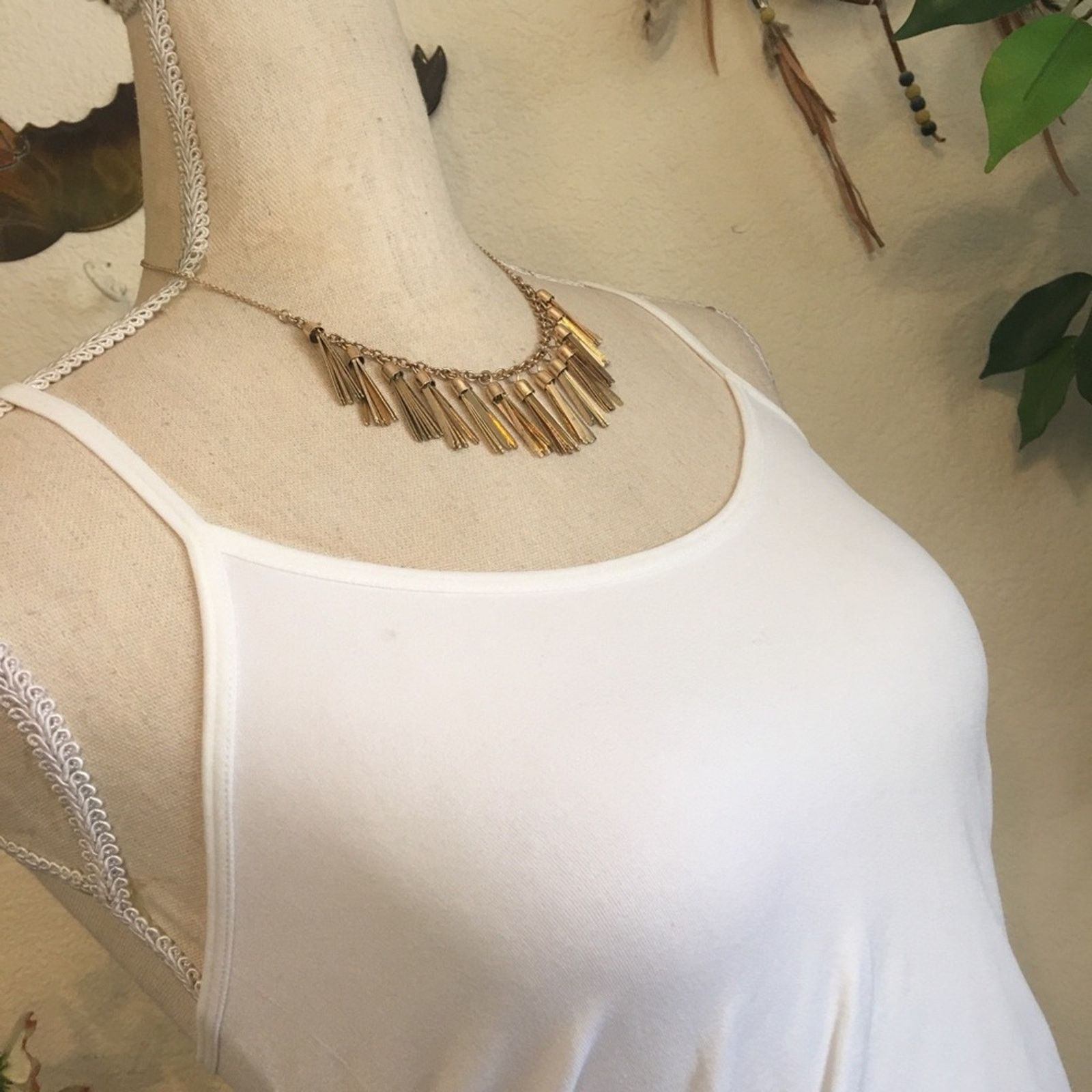 Jewelry Gold plated tassel fringe rolo chain necklace Size ONE SIZE - 2 Thumbnail