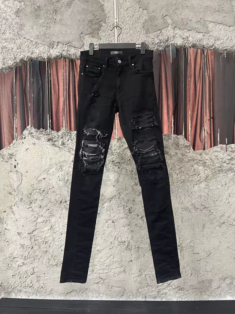 Amiri Amiri MX1 Black Patchwork Denim Pants Size US 29 - 1 Thumbnail
