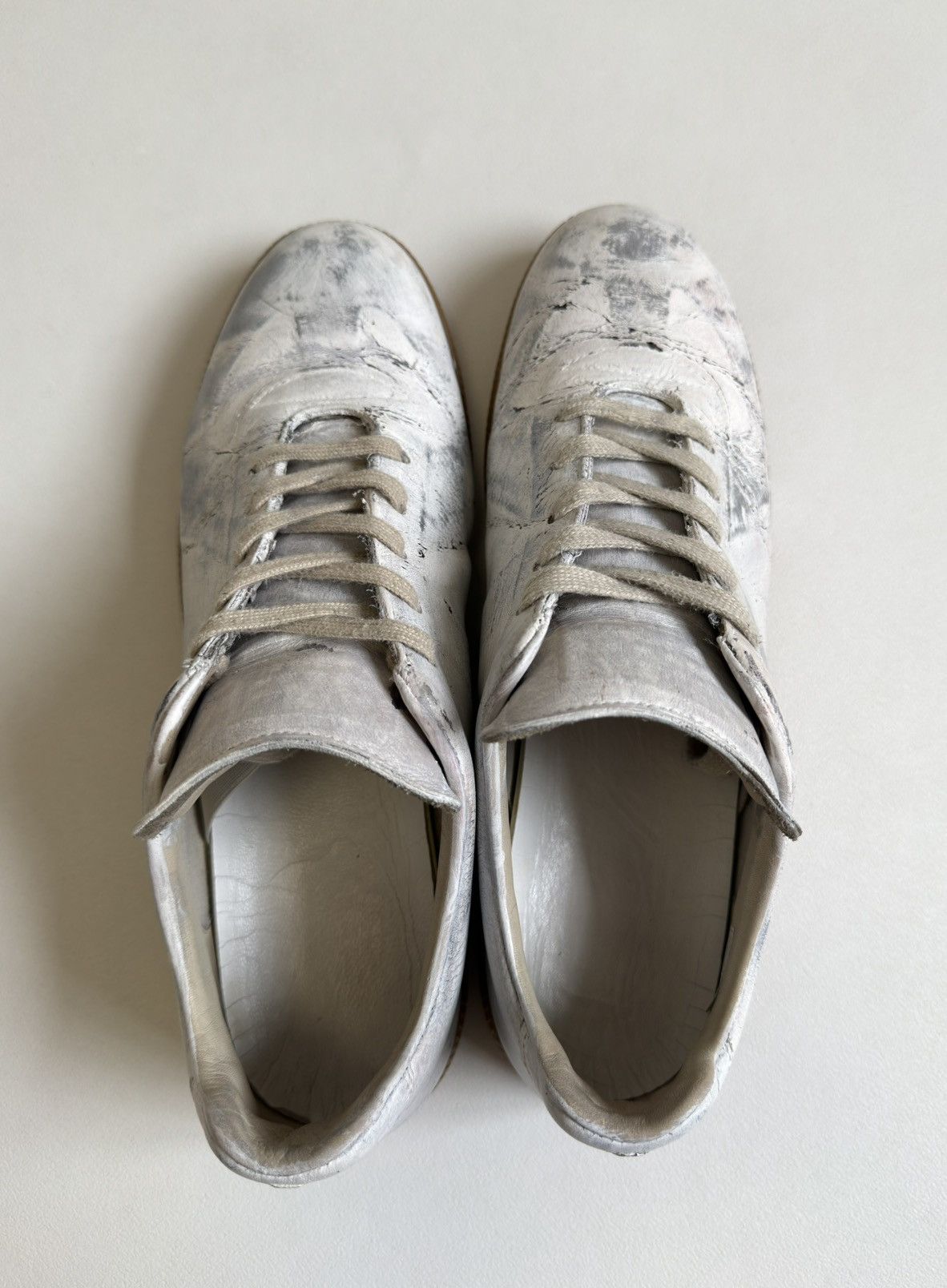 Maison Margiela White/Silver Painted OG GAT Sneakers Size US 13 / EU 46 - 19 Thumbnail