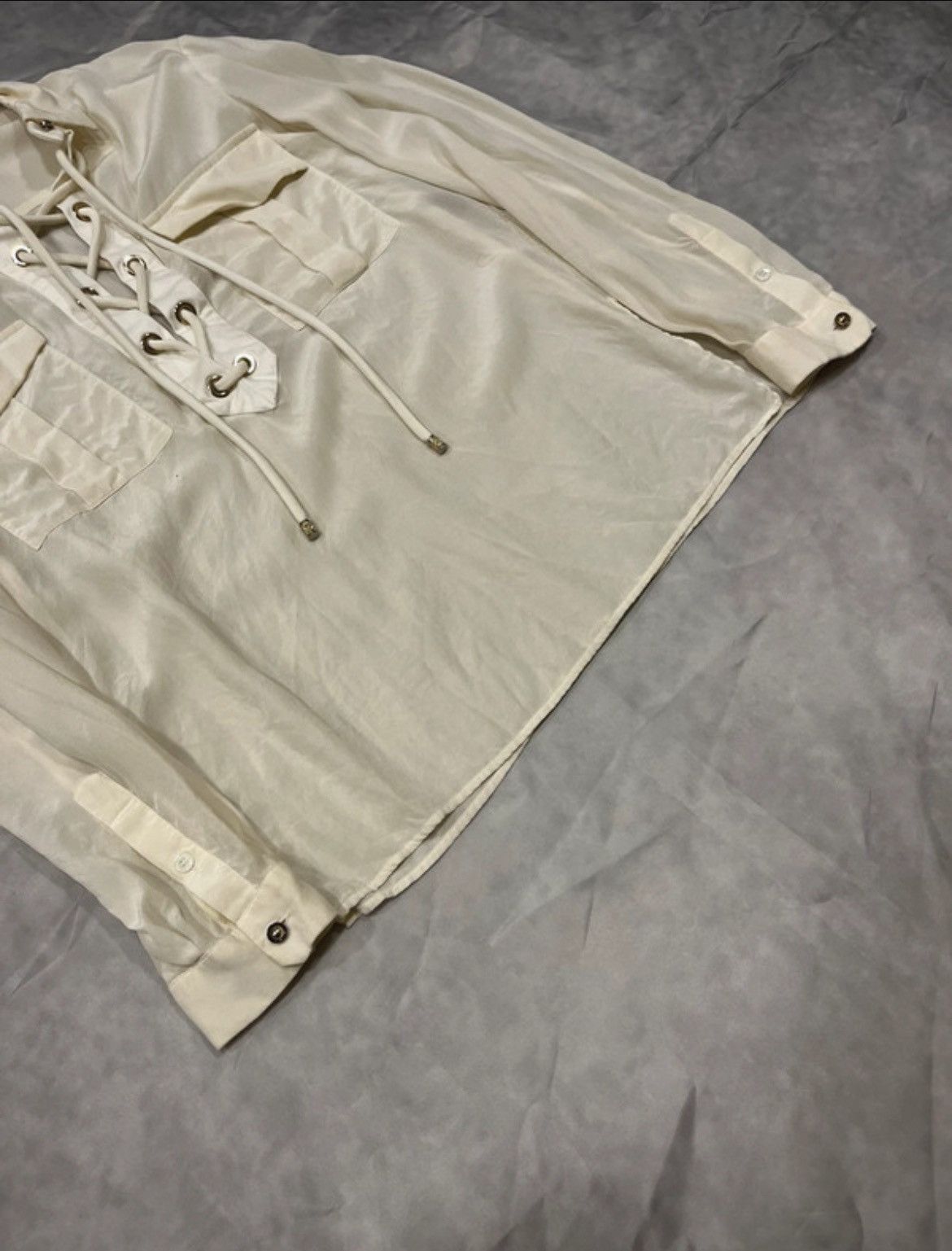 Roberto Cavalli Roberto Cavalli Lace-Up Sheer Blouse Size M / US 6-8 / IT 42-44 - 3 Thumbnail