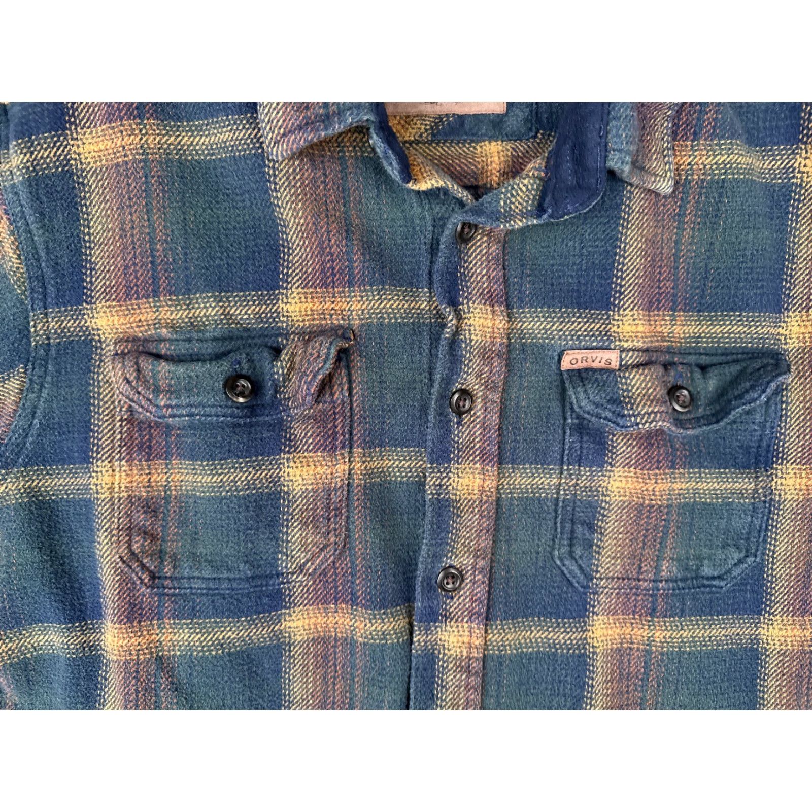 Orvis VINTAGE Orvis Shirt Men Extra Large Blue Green Beige Flannel Button-Up Cotton Plaid Workwear Casual Shirts MMens Size US XL / EU 56 / 4 - 6 Thumbnail