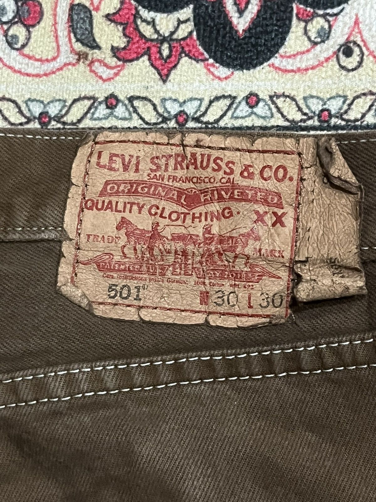 Levi's ⚡️Vintage⚡️Y2K Levis 501 Buttonfly Brown Wash Distressed Jeans Size US 30 / EU 46 - 10 Thumbnail