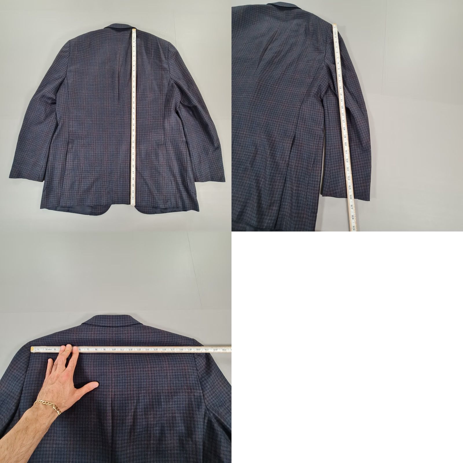 Ermenegildo Zegna VINTAGE? (No) -> Ermenegildo Zegna Blazer Blue Plaid Wool Su Misura Button Closure Regular 48 Long Mens Jacket Size 48R - 8 Thumbnail