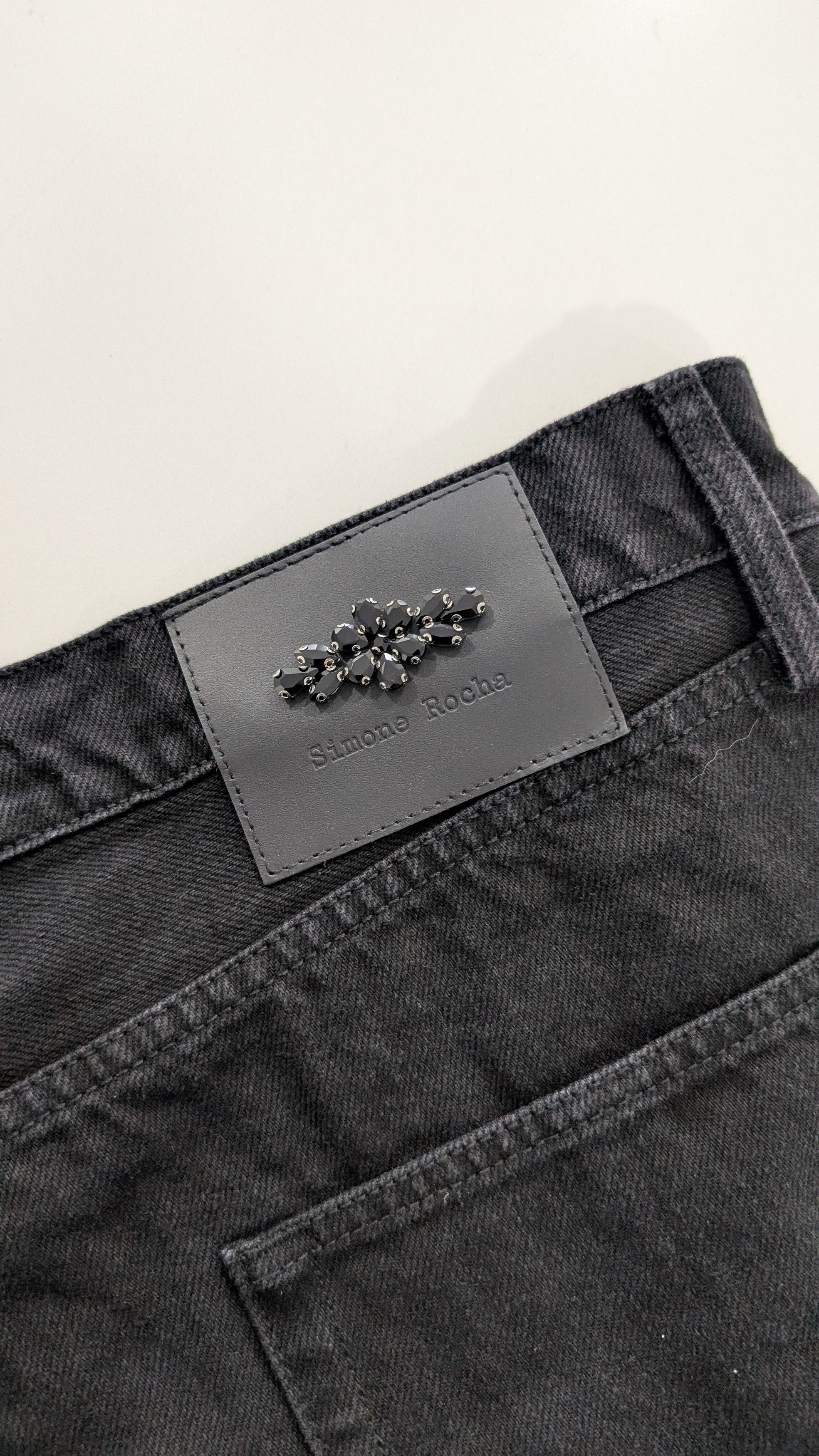 Simone Rocha SIMONE ROCHA Mens Black Wide Leg Puddle Jeans Rhinestone Size US 35 - 5 Thumbnail
