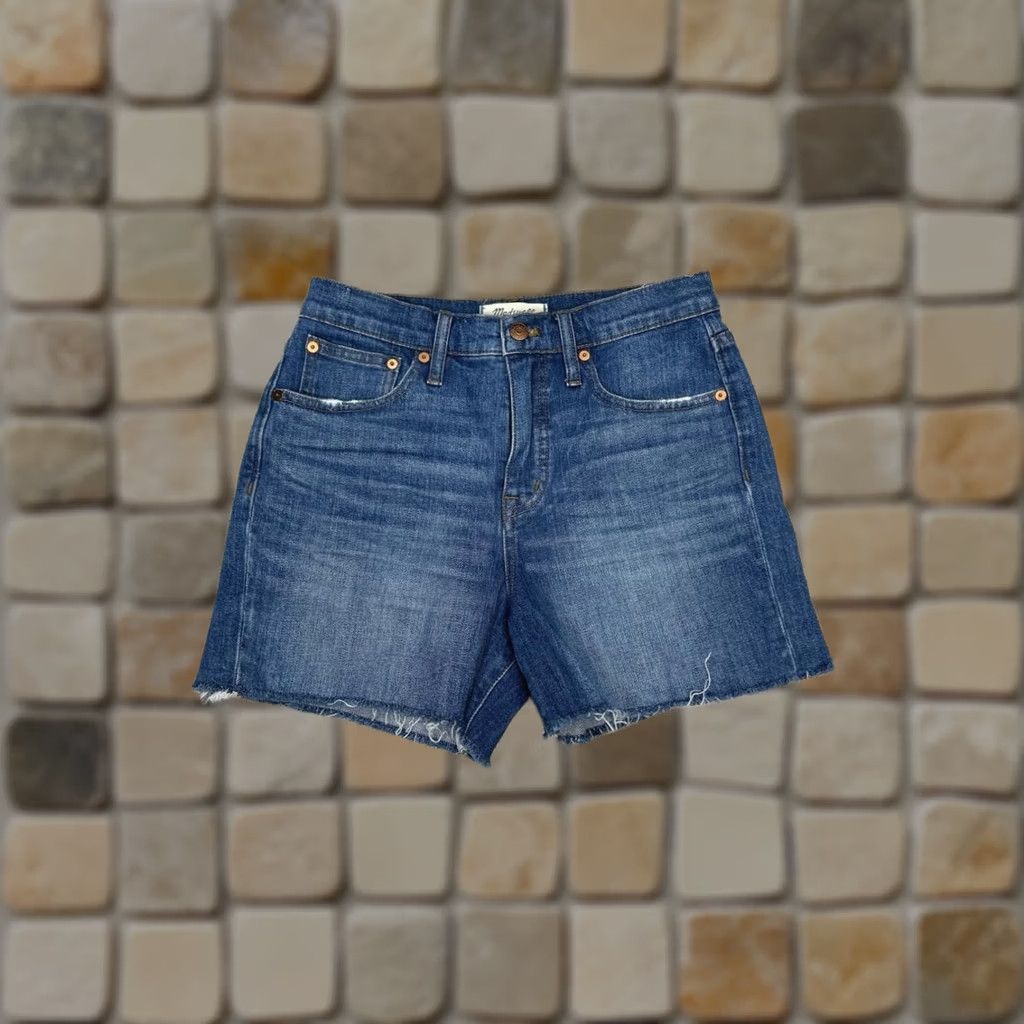 Madewell Madewell Shorts Womens 26 Blue High Rise Denim Cut Off Cotton Stretch Frayed Hem Size 26" / US 2 / IT 38 - 1 Thumbnail