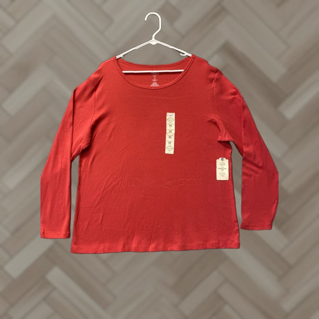 Vintage St Johns Bay Tee Shirt Crewneck Long Sleeve 2XL Women Red, Basic, Casual, 100% Cotton Size XXL / US 16-18 / IT 52-54 - 1 Thumbnail