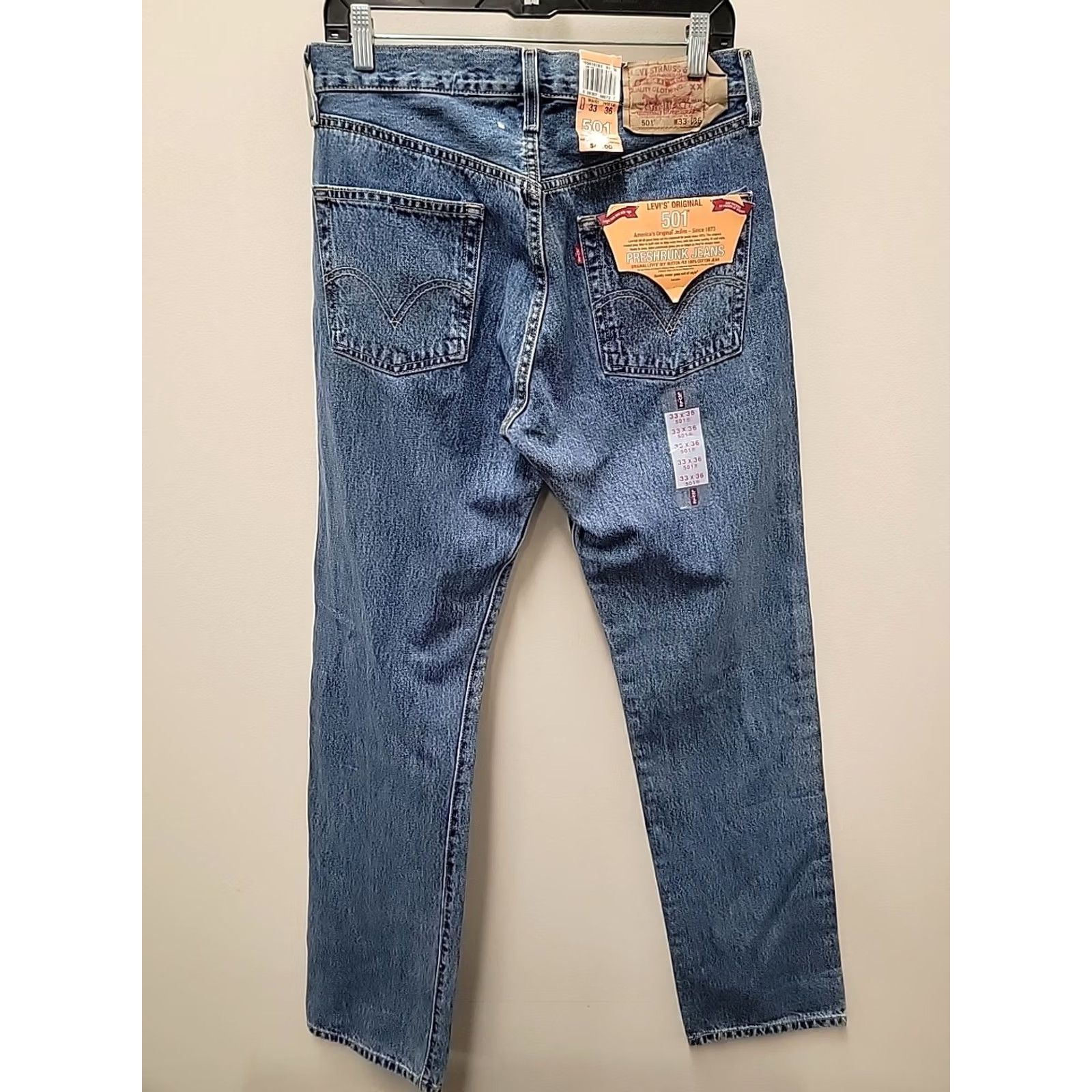 Levi's VINTAGE Levi's 501 Jeans Men 33x36 Blue Denim Straight 5-Pocket NWT Regular Cut Mid Rise Vintage Denim Jeans Mens Size US 33 - 2 Thumbnail