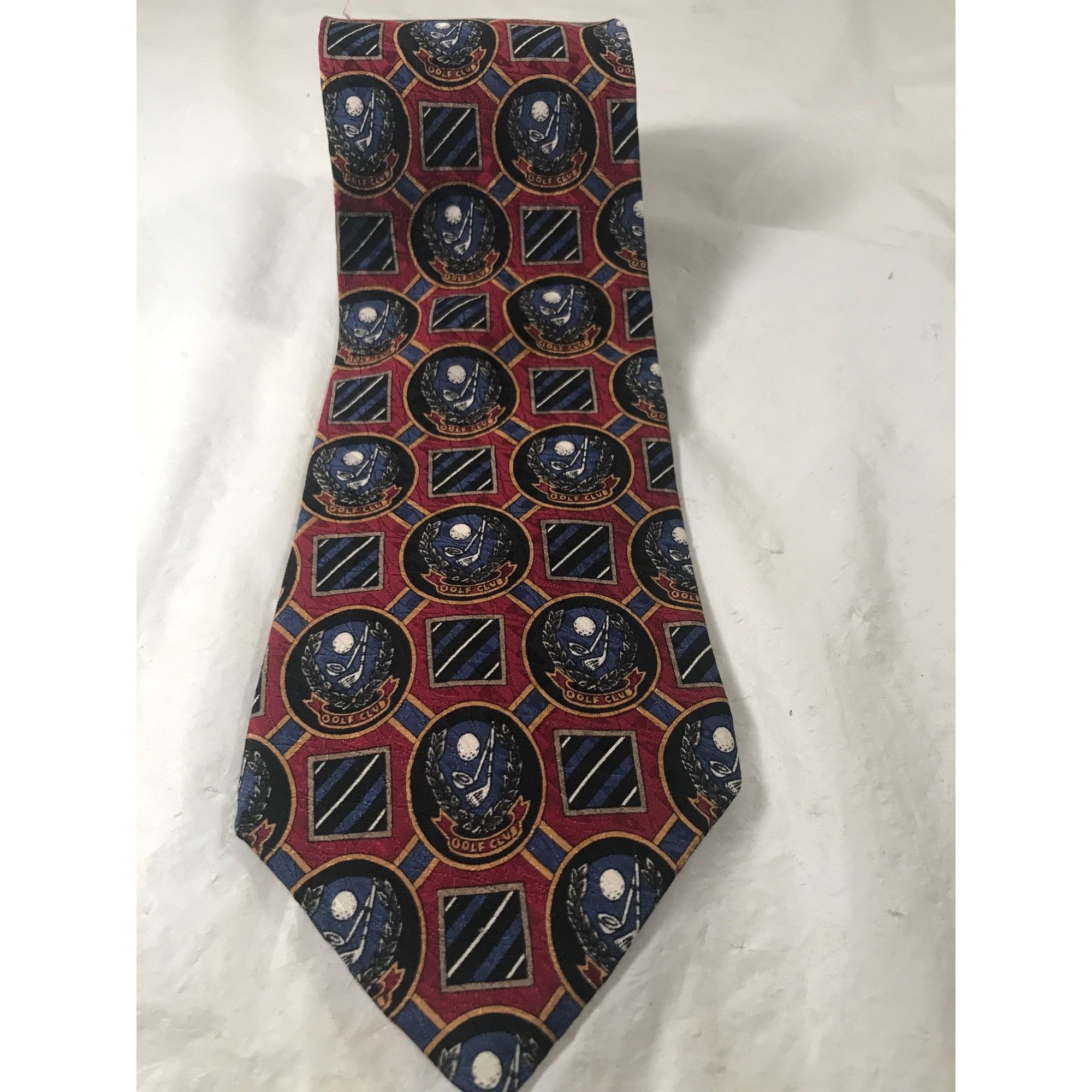 Vintage Pebble Beach Neckwear Burgundy & Blue Silk Novelty Necktie Size ONE SIZE - 5 Thumbnail