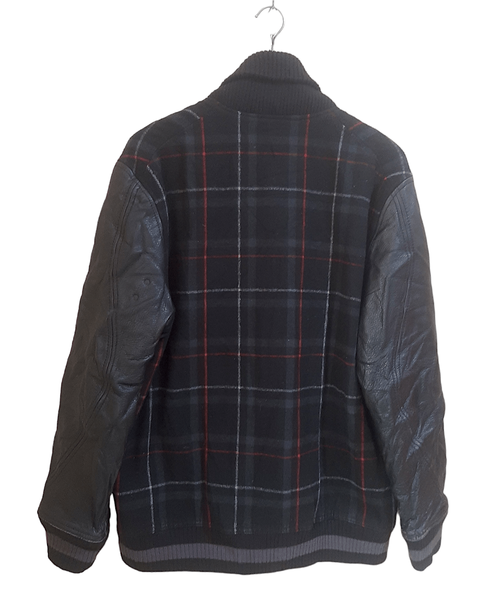 Jordan Brand Vintage Nike Air Jordan Plaid Wool jacket leather sleeves Size US L / EU 52-54 / 3 - 7 Thumbnail