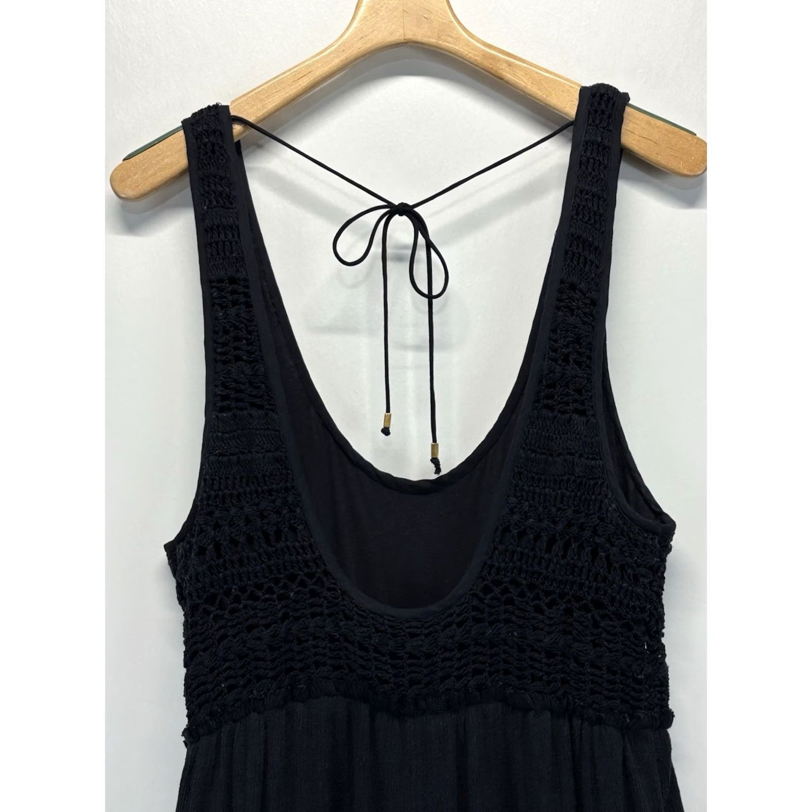 Free People Free People Jumpsuit One-Piece Women’s L Black Crochet Bohemian Sleeveless Wide-Leg Size L / US 10 / IT 46 - 6 Thumbnail