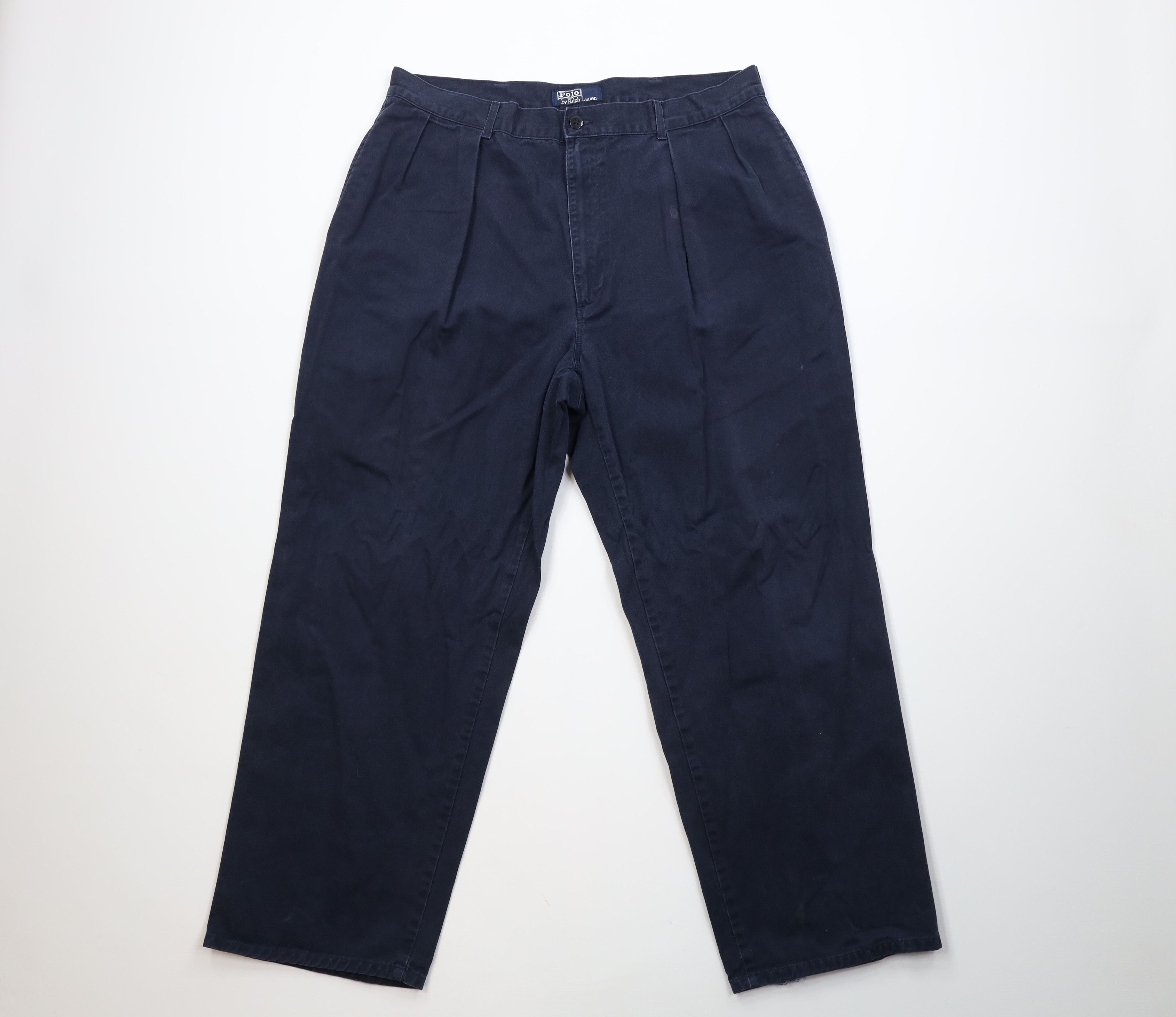 Ralph Lauren Vintage 80s 90s Ralph Lauren Chino Pants Navy Blue Cotton Size US 36 / EU 52 - 1 Thumbnail
