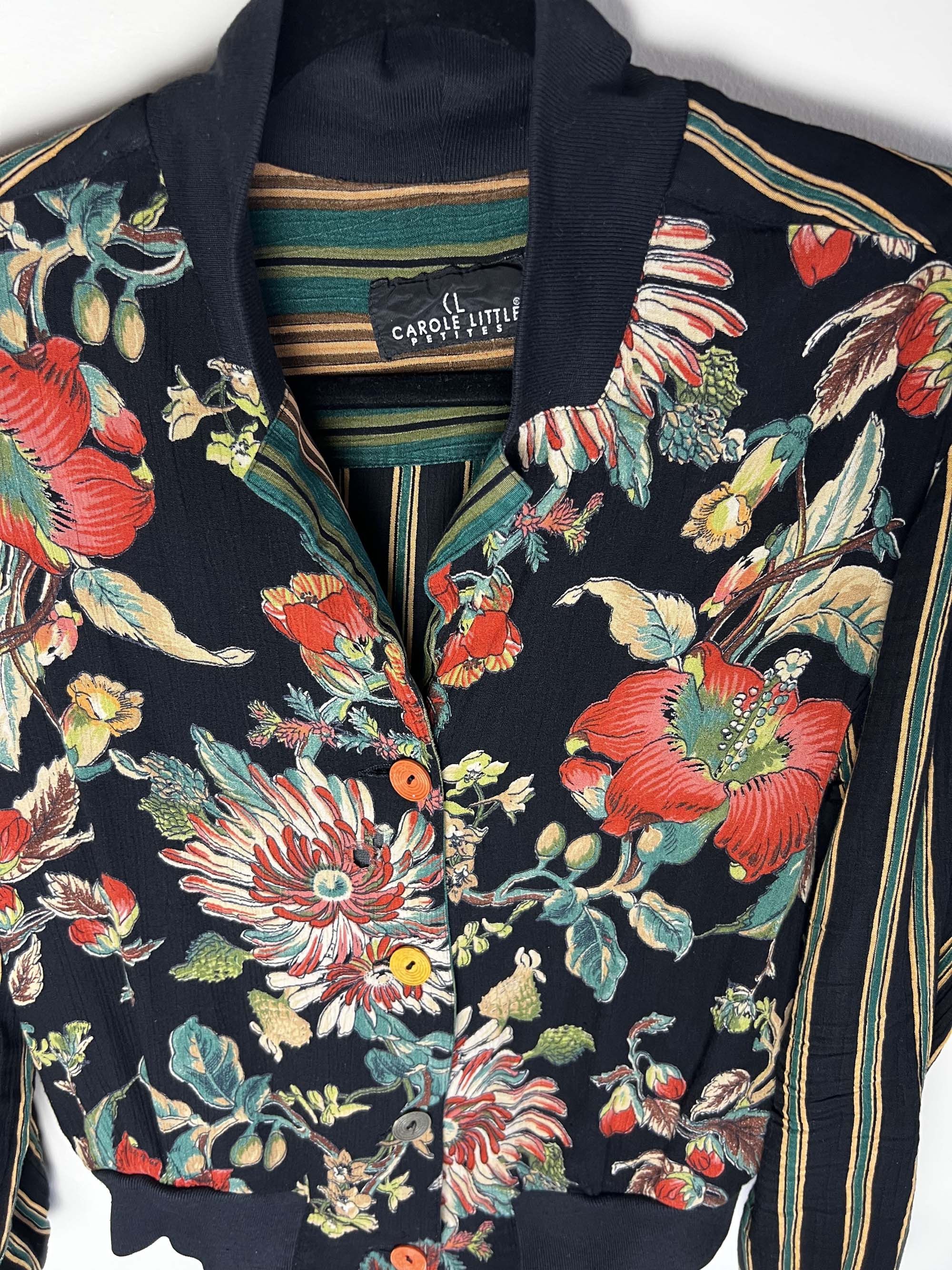 Vintage Vintage 1990's Carole Little Petites Stripe + Floral Jacket Size M / US 6-8 / IT 42-44 - 6 Thumbnail