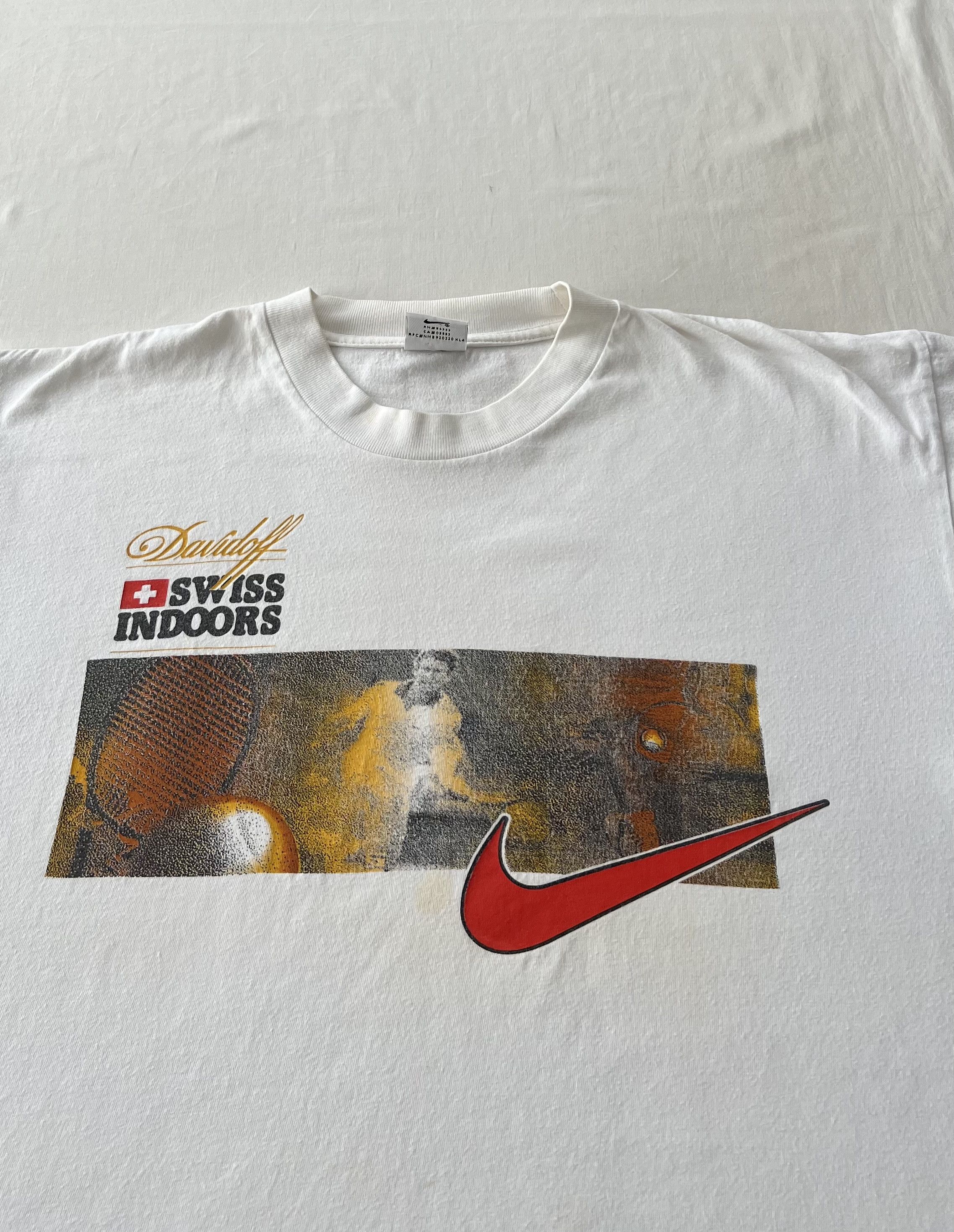 Nike Vintage 90s Nike Davidoff Swiss Indoors Tennis White T-shirt Size US M / EU 48-50 / 2 - 3 Thumbnail