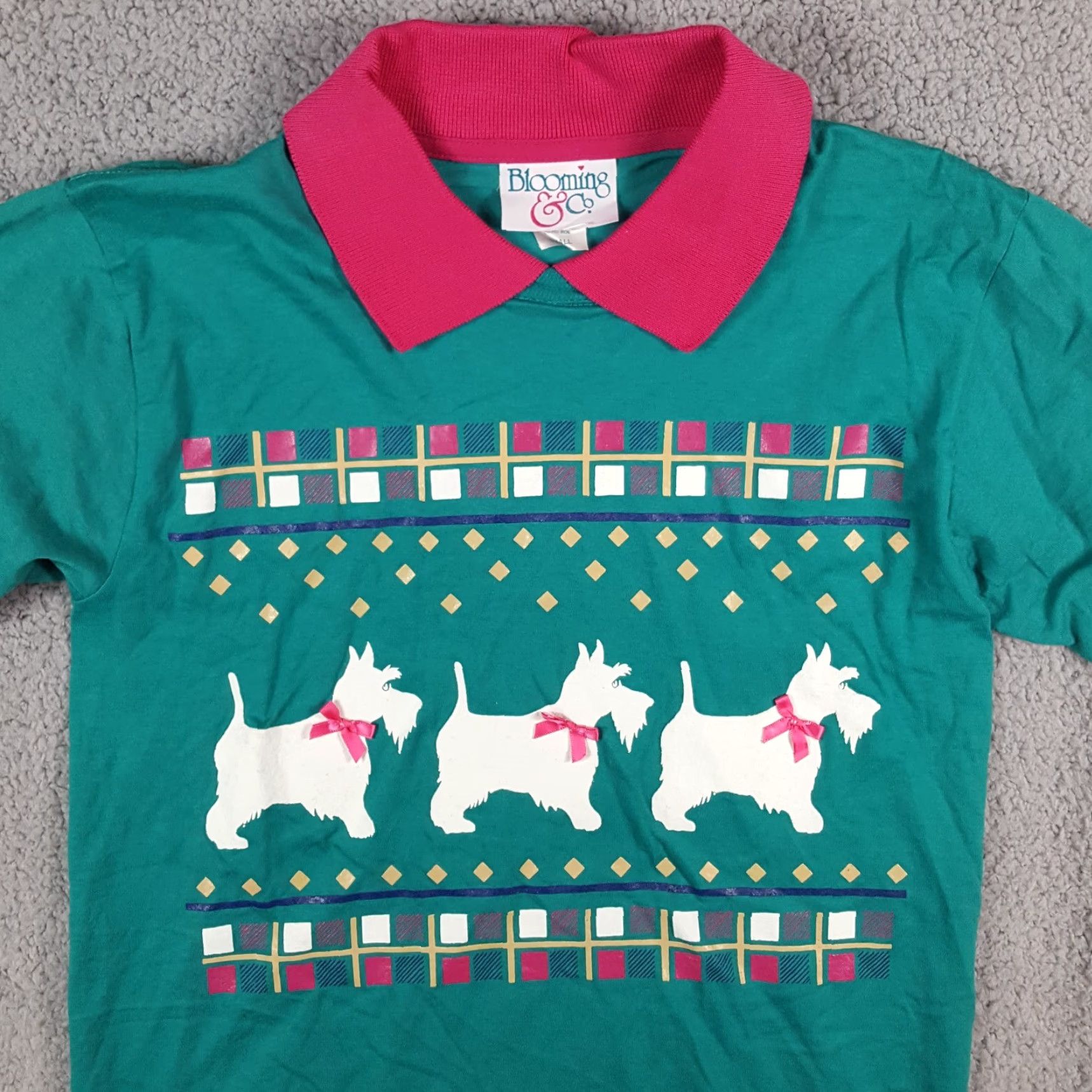 Vintage VINTAGE Blooming & Co Dog T-Shirt Small Blue Collared Scottish Terrier 90s Mens Size US S / EU 44-46 / 1 - 2 Thumbnail
