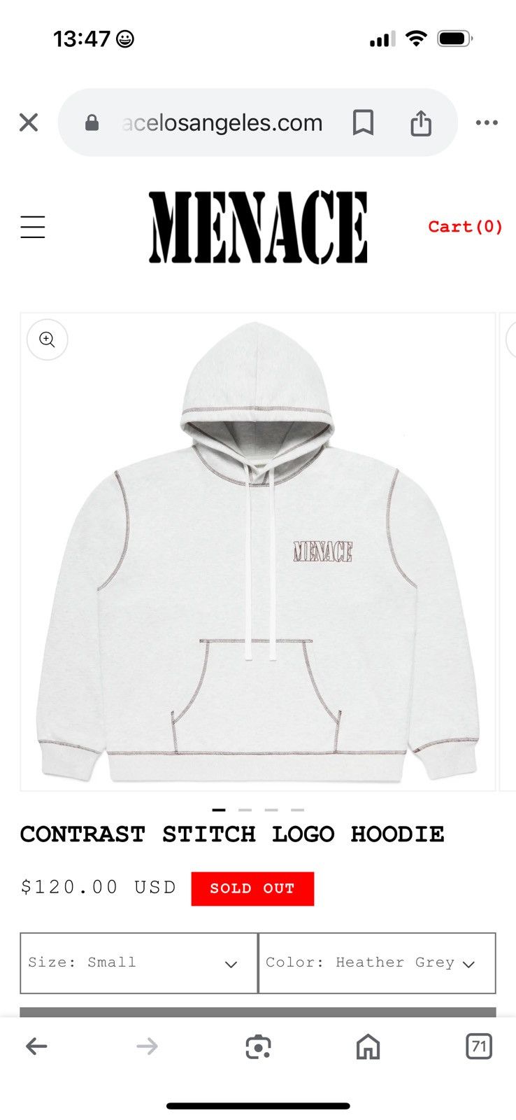 Menace Contrast Stich Logo Hoodie Size US XL / EU 56 / 4 - 1 Thumbnail