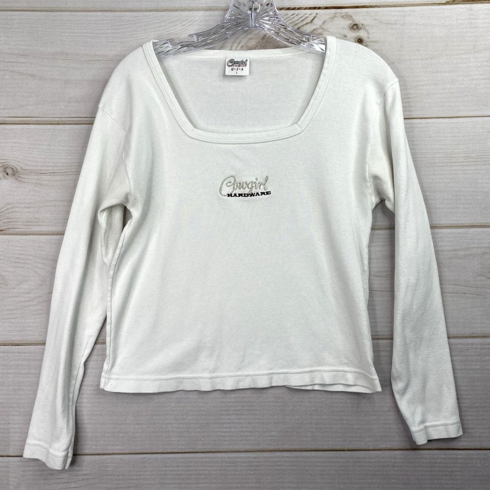 Vintage VINTAGE Cowgirl Hardware Western Shirt L Womens White Embroidered Long Sleeve Knit Shirt Size L / US 10 / IT 46 - 2 Thumbnail