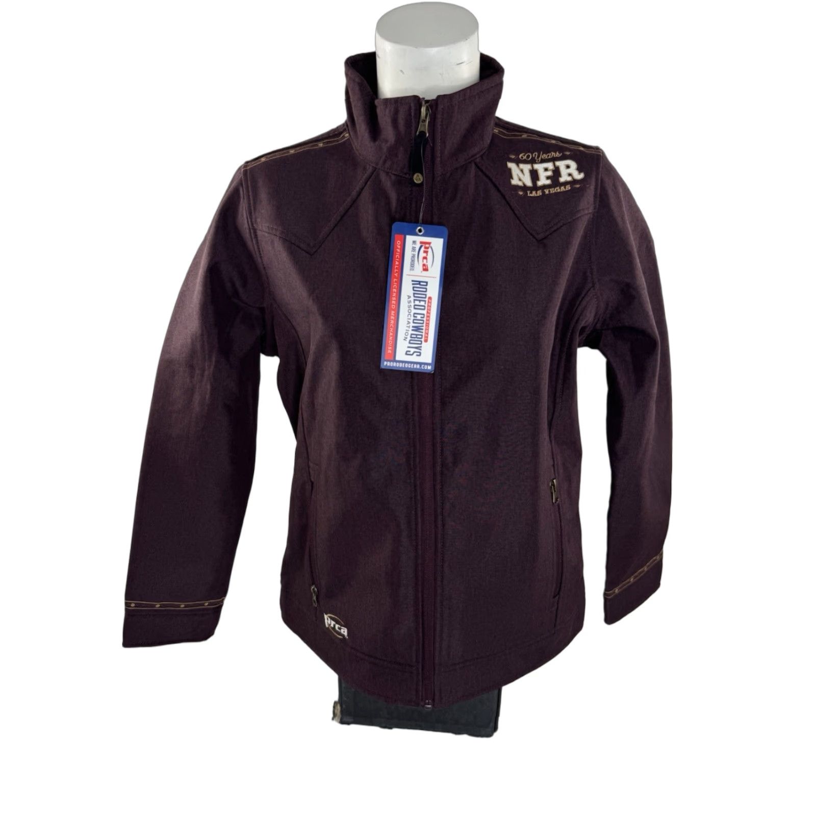 Vintage NFR PRCA - NEW w TAGS - Rodeo Horse LAS VEGAS Embroidered Womens M Jacket Shirt Womens M Burgundy Western Cowboy NFR Size M / US 6-8 / IT 42-44 - 1 Thumbnail