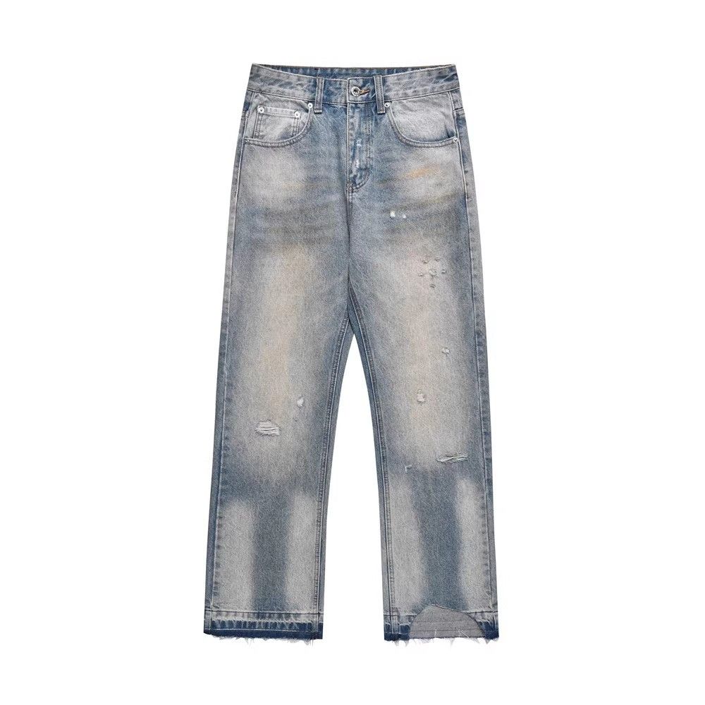 Men's street style washed dirty ripped jeans