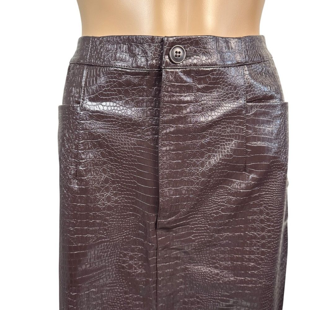 I.N.C New I.N.C. International Concepts Faux Leather Pencil Brown Size 32" / US 10 / IT 46 - 4 Thumbnail