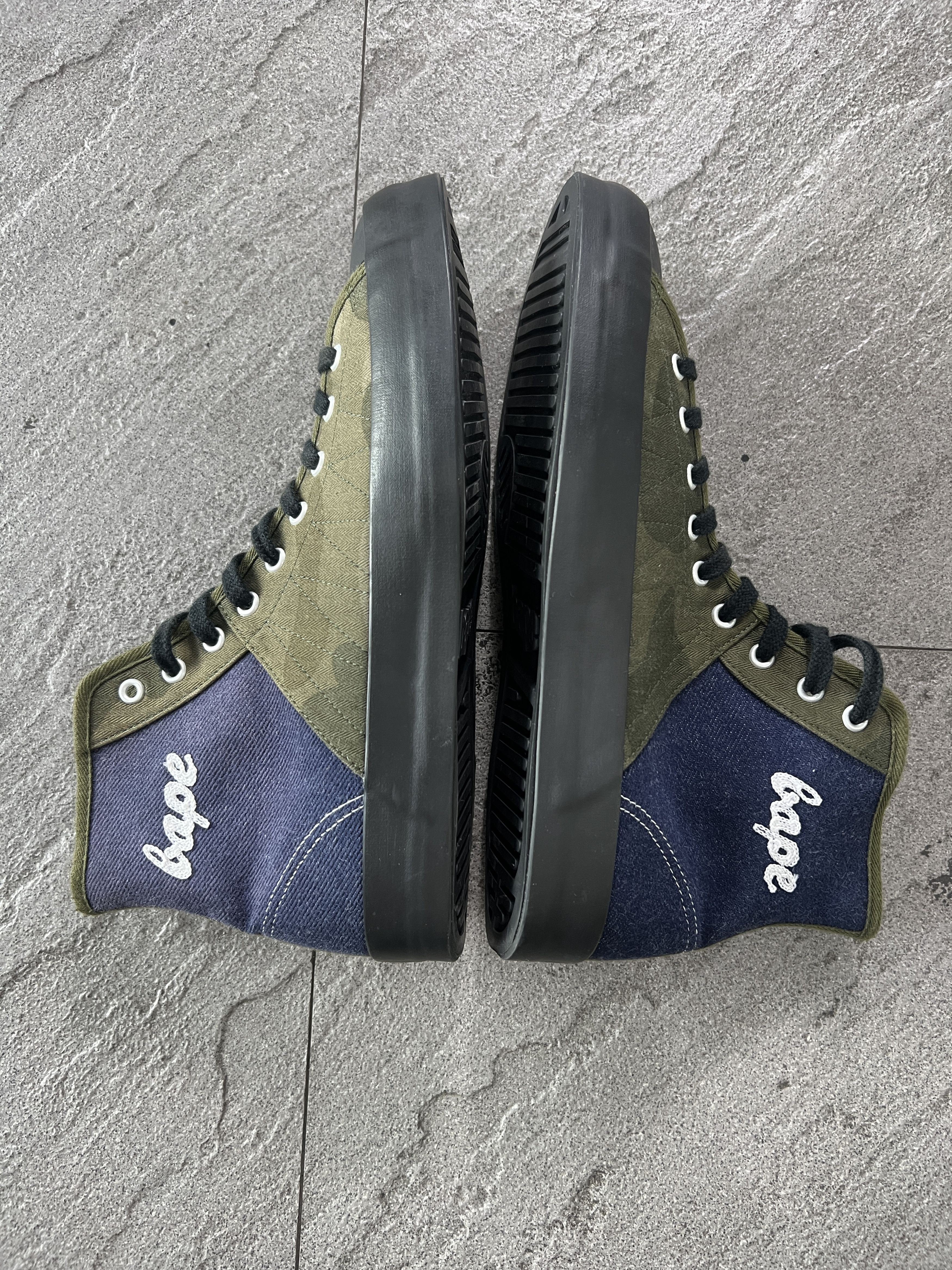 Bape BAPE STA High Top Canvas Sneakers Olive Navy US 8.5 Size US 8.5 / EU 41-42 - 7 Thumbnail
