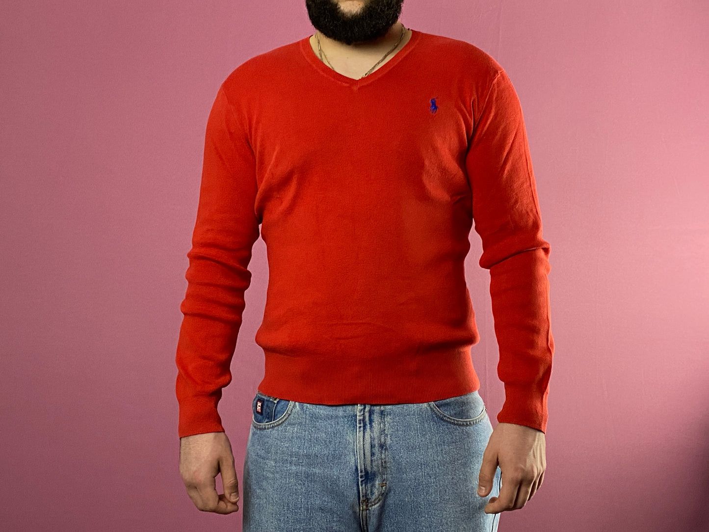 Ralph Lauren × Vintage 90s Ralph Lauren Vintage Men's Slim Fit V-Neck Sweater - M Size US M / EU 48-50 / 2 - 3 Thumbnail