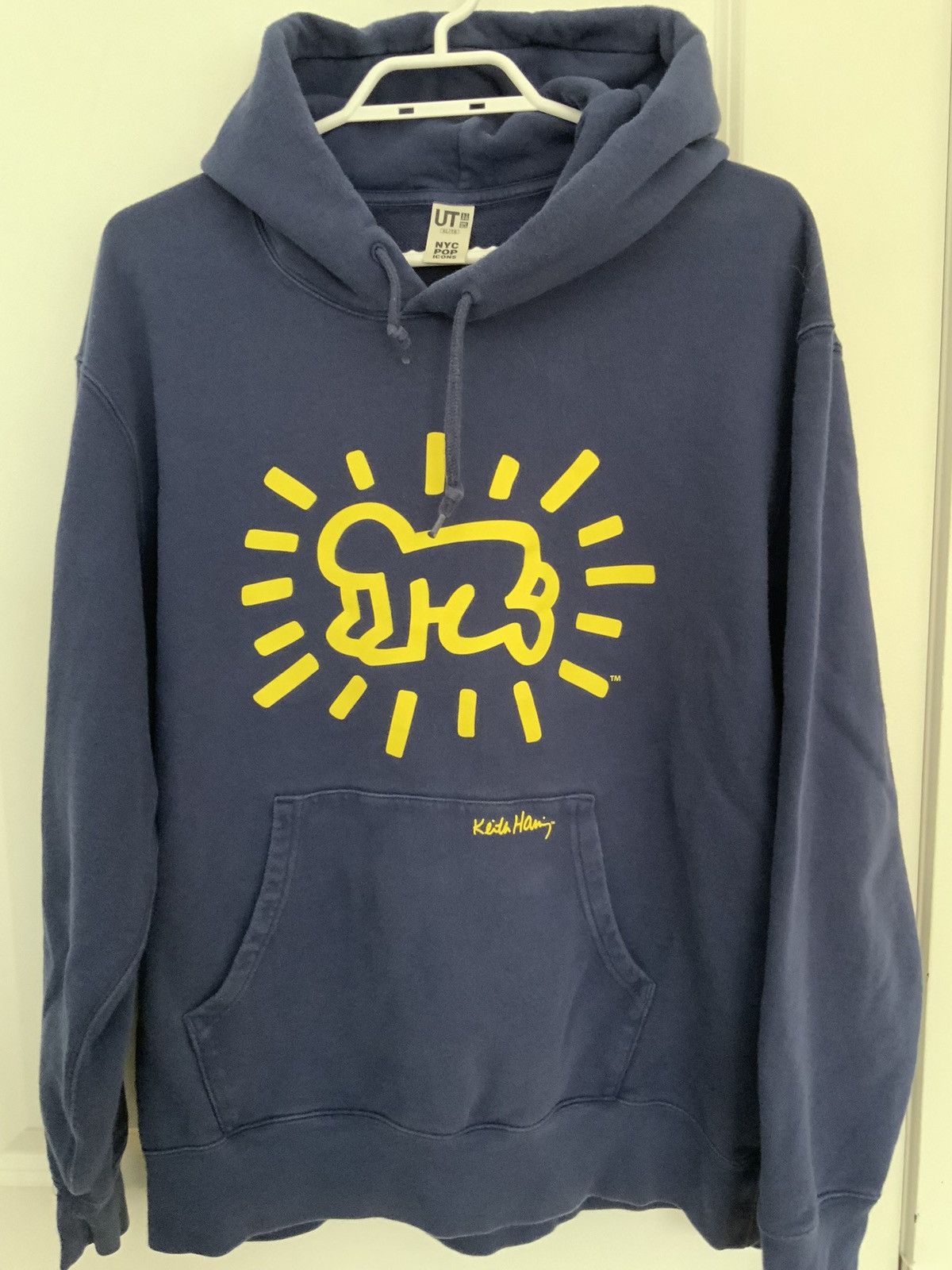 image of Keith Haring Uniqlo Blue Yellow Hoodie, Men's (Size XL)
