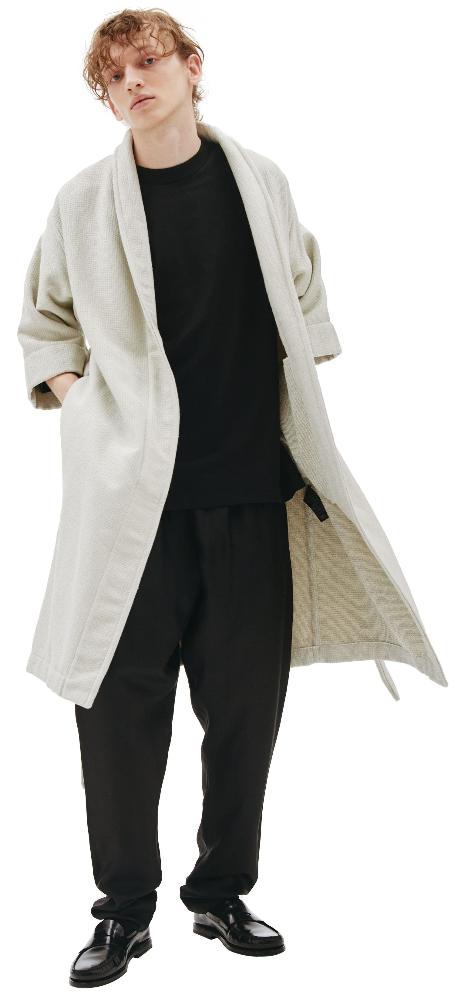 image of Fear Of God Home Collection Cement Waffle Knit Robe in Beige, Men's (Size Medium)