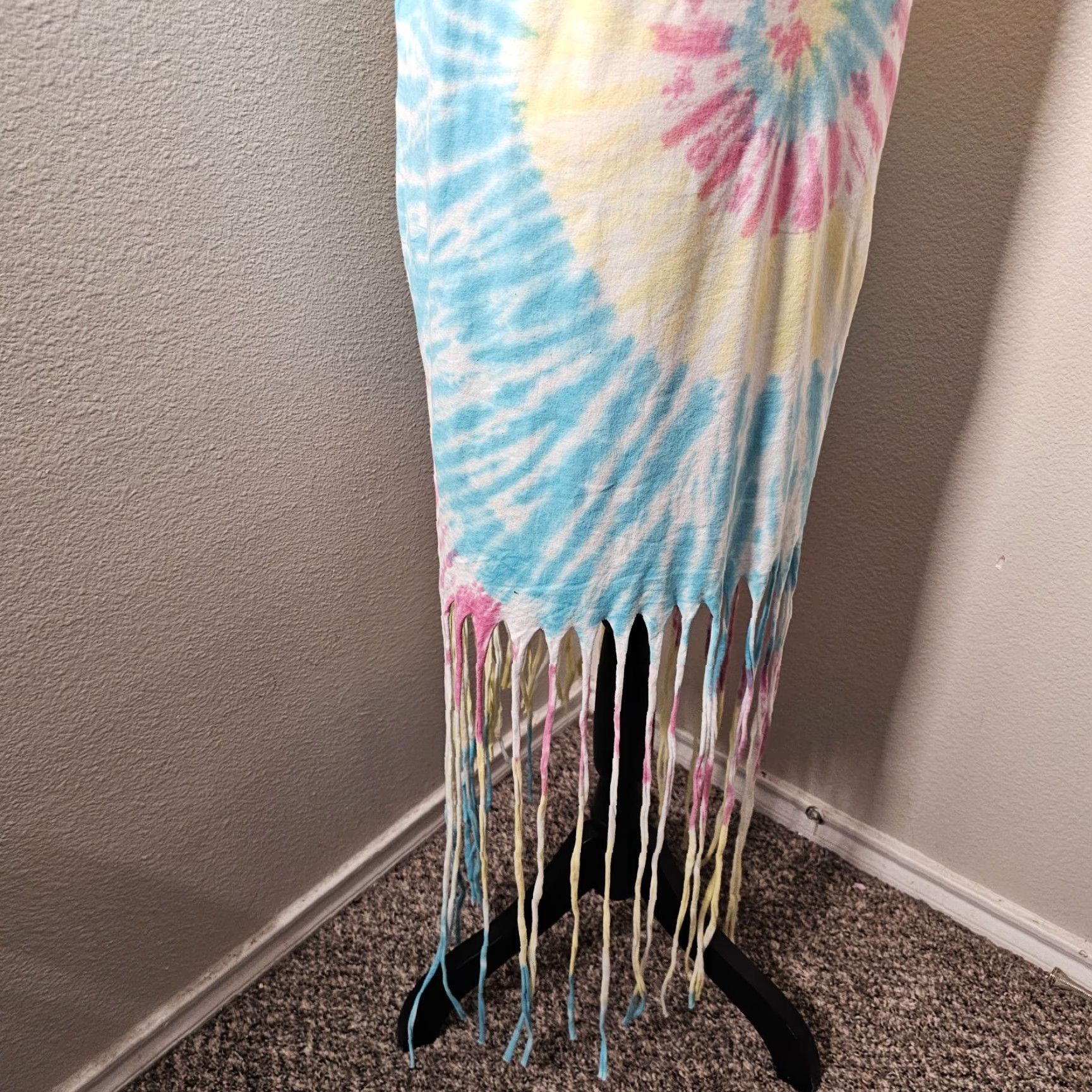 Vintage VINTAGE On Edge Neon Yellow Tie-Dye Tank Dress Size L Fringe Casual Outdoor Womens Size L / US 10 / IT 46 - 4 Thumbnail