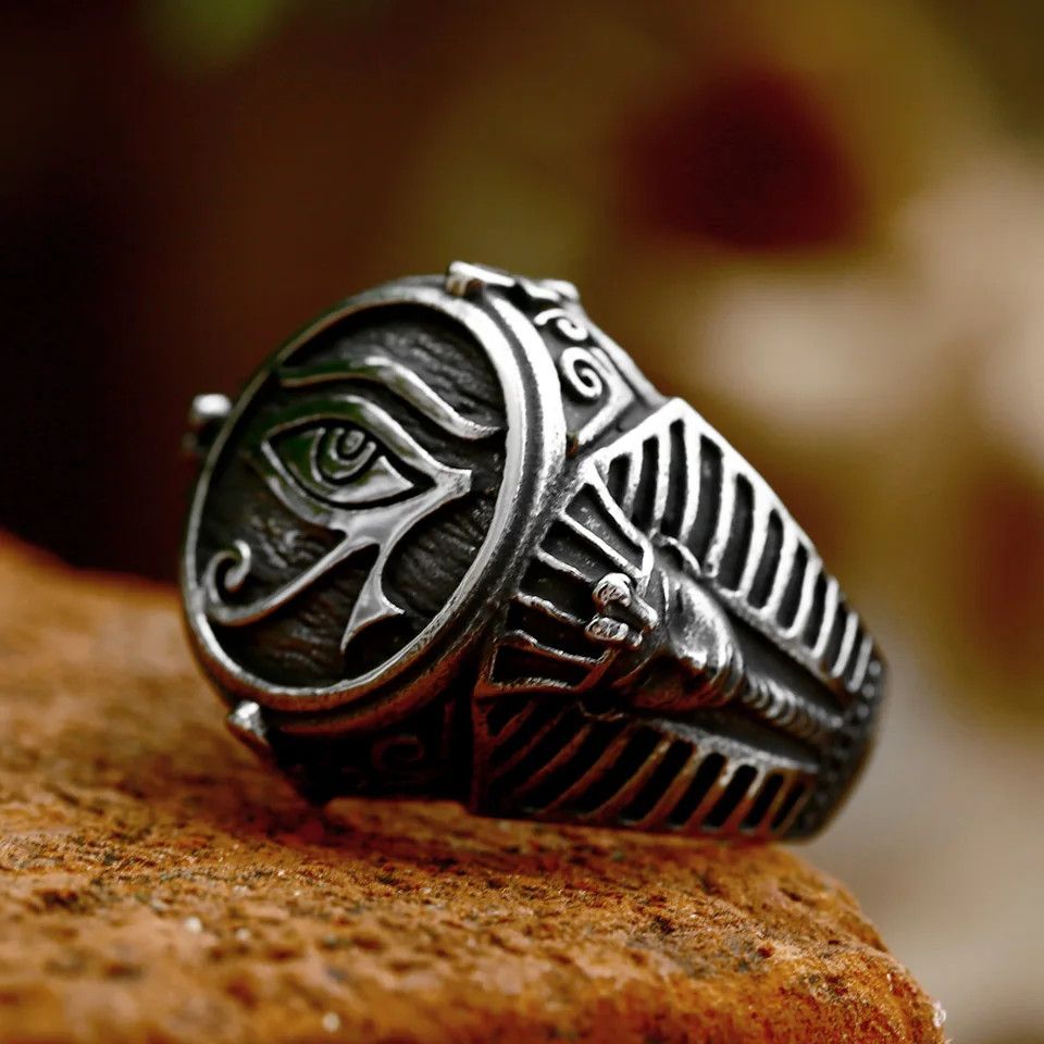Jewelry × Vintage SIZE 10 316L Stainless Steel Eye of Horus Ancient Egypt Ring Size ONE SIZE - 3 Thumbnail