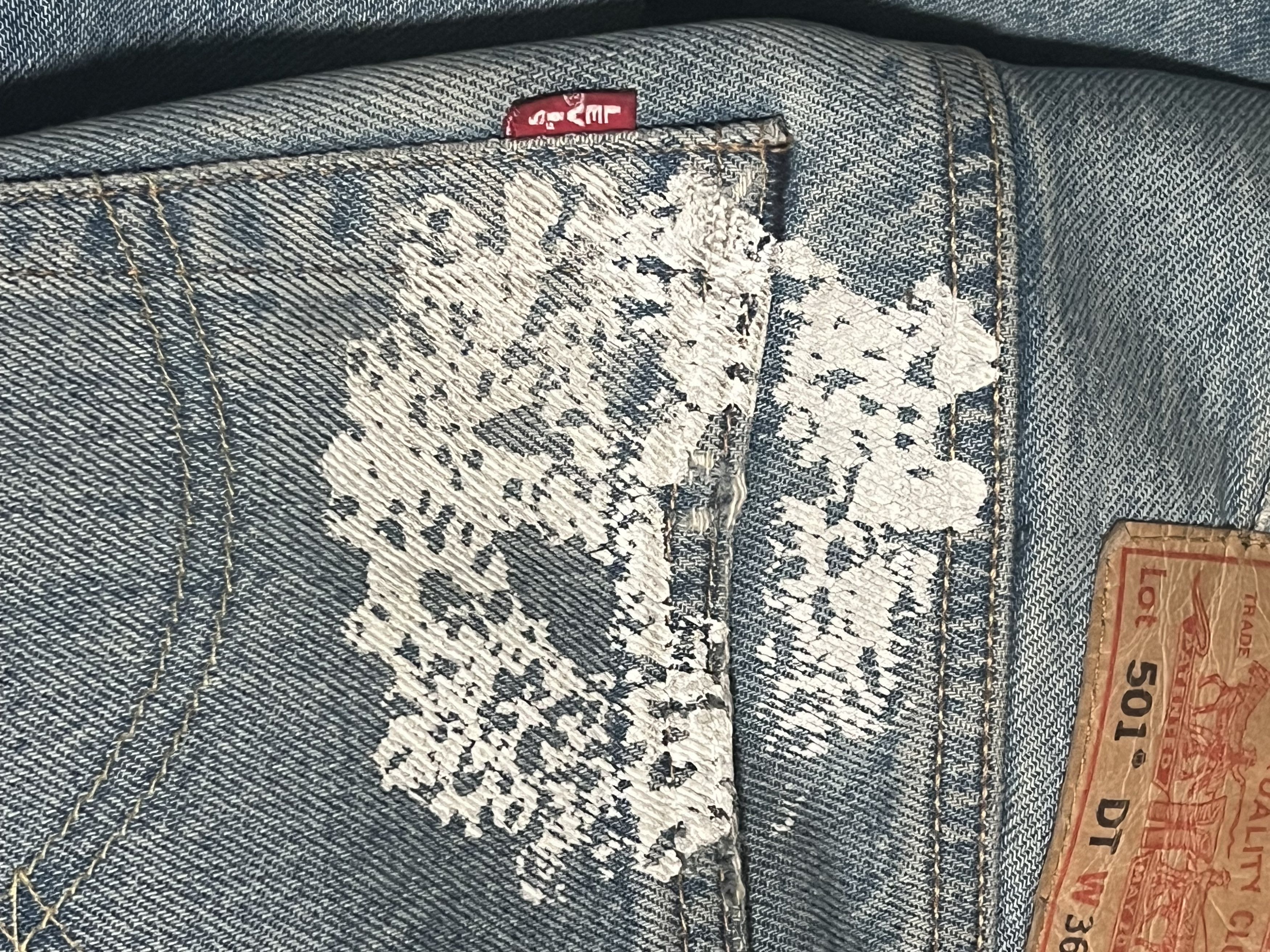 DENIM TEARS × Virgil Abloh "Message In A Tear" printed Levi 501 Size US 36 / EU 52 - 8 Thumbnail