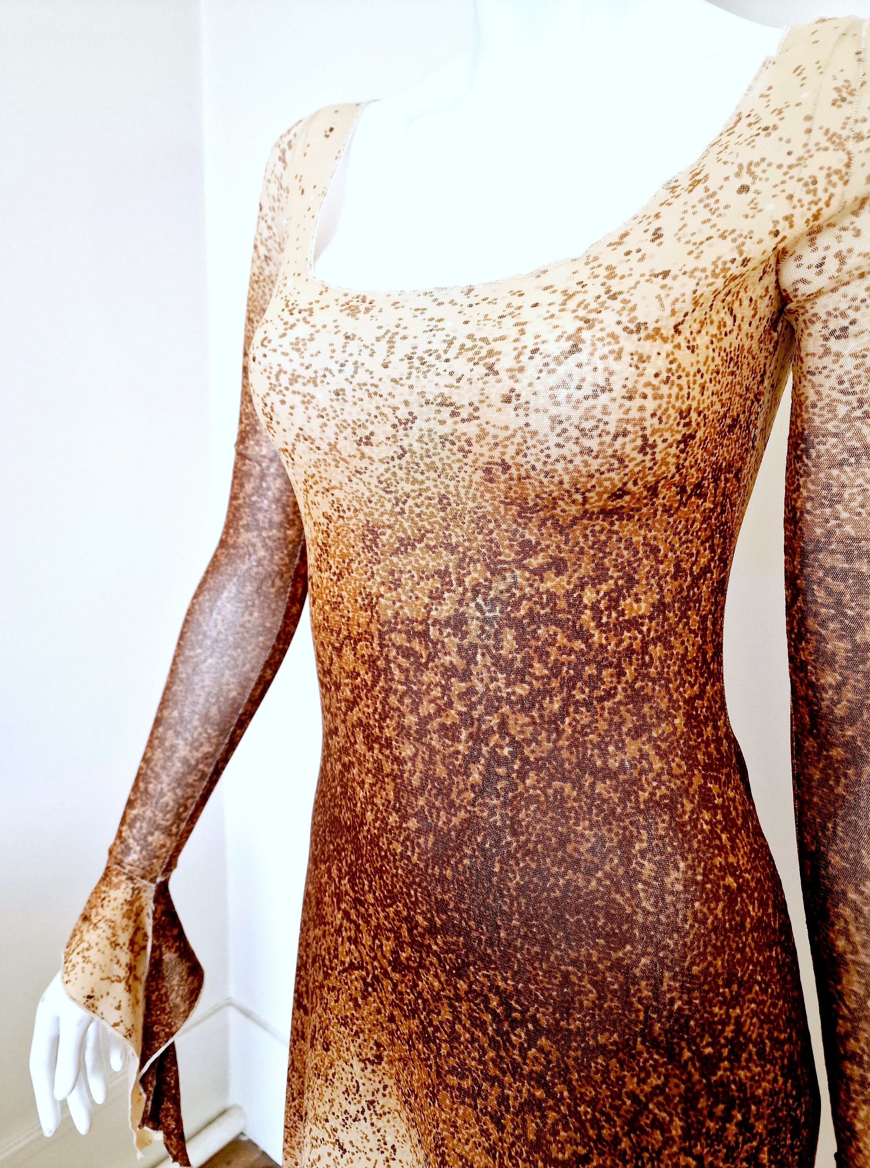 Jean Paul Gaultier Jean Paul Gaultier Sand Optical S/S 2025 Mesh Gown Dress Size L / US 10 / IT 46 - 6 Thumbnail
