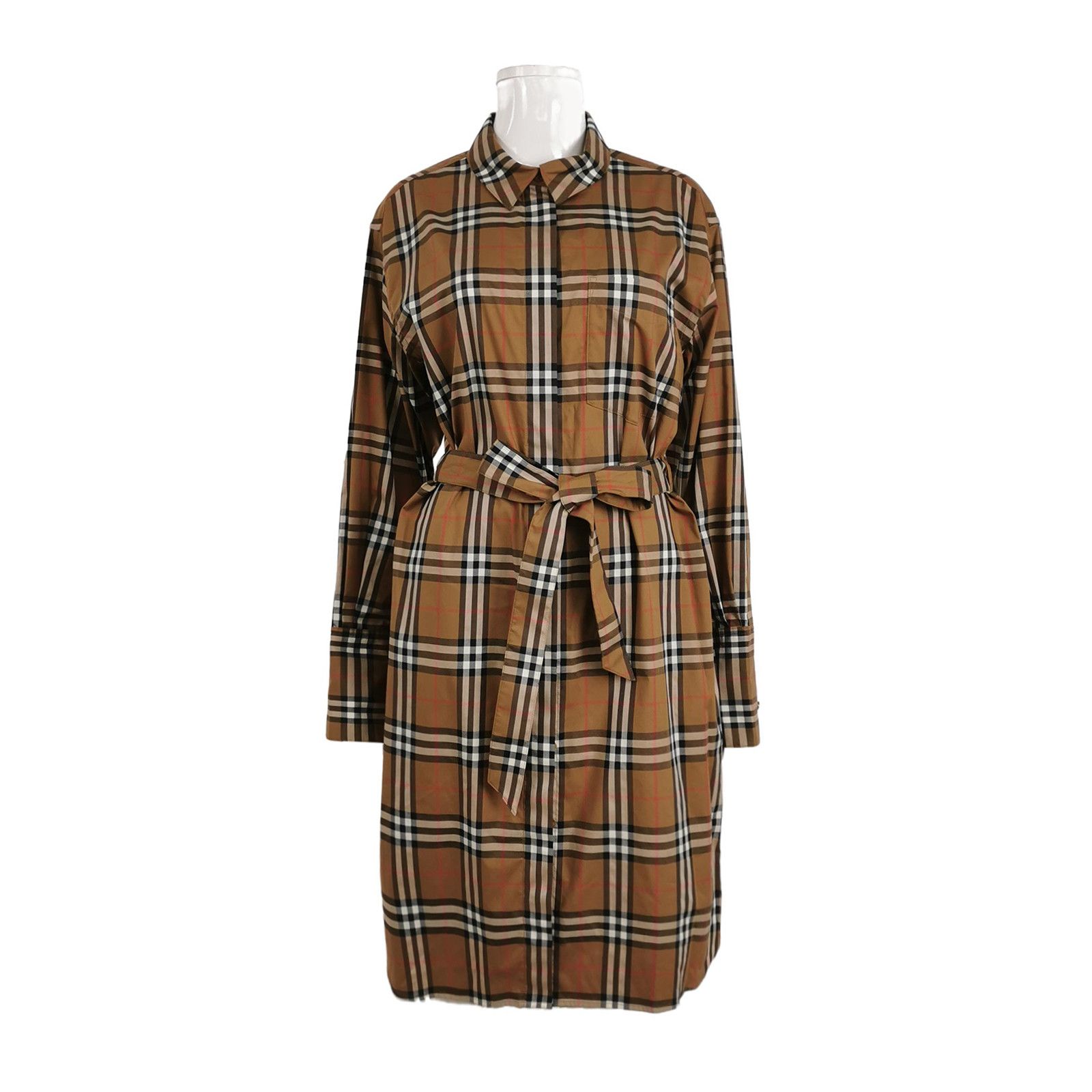 Burberry Burberry Check Cotton Belted Midi Dress Size US 8 Size M / US 6-8 / IT 42-44 - 1 Thumbnail