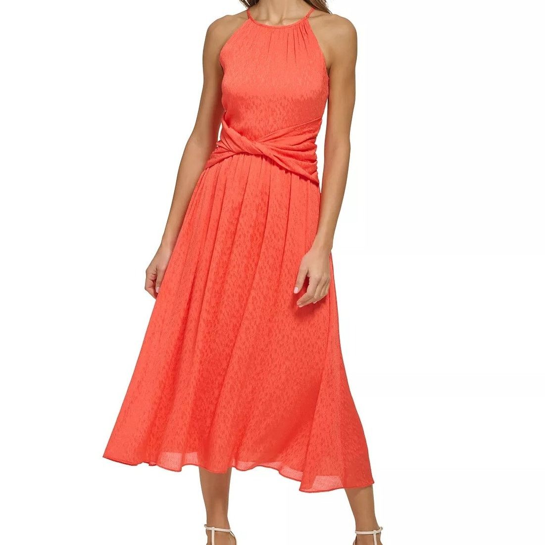 DKNY DKNY Halter Twist Waist Chiffon Midi Dress Tigerlily 8 NWT Size M / US 6-8 / IT 42-44 - 4 Thumbnail