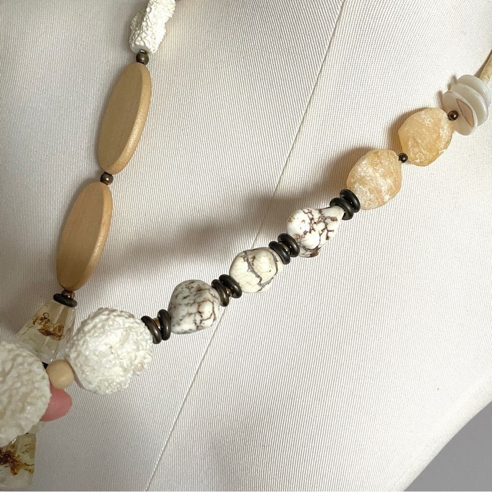 Vintage Vintage Treska Wood Coral Stone Bead Statement Necklace Size ONE SIZE - 8 Thumbnail