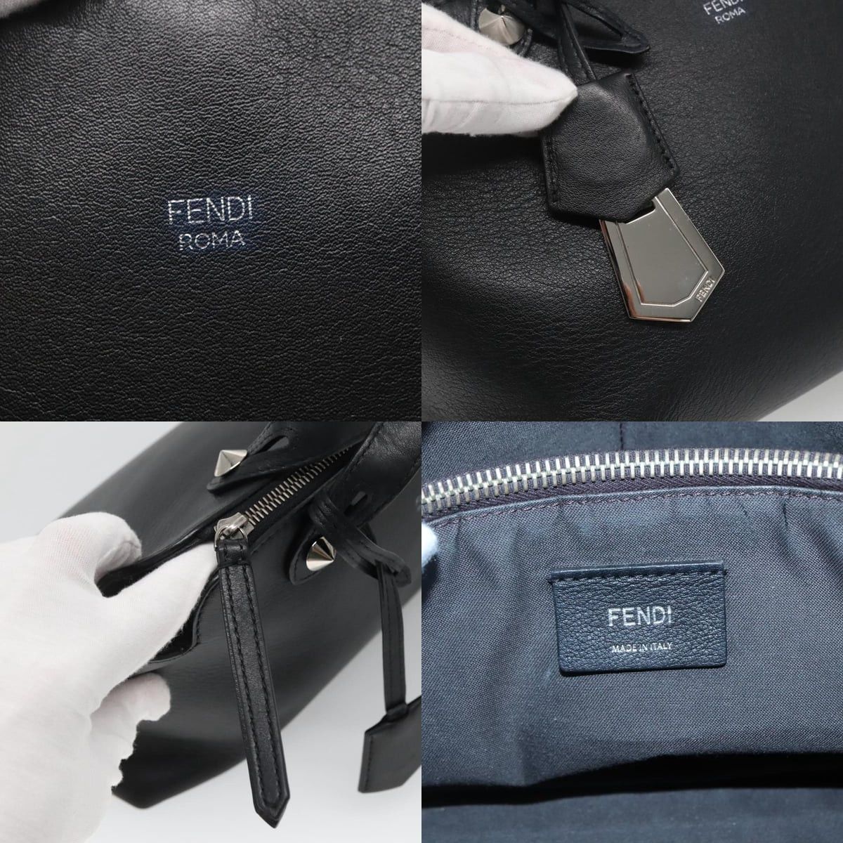 Fendi FENDI Hand Bag Leather Black Silver Size ONE SIZE - 11 Thumbnail