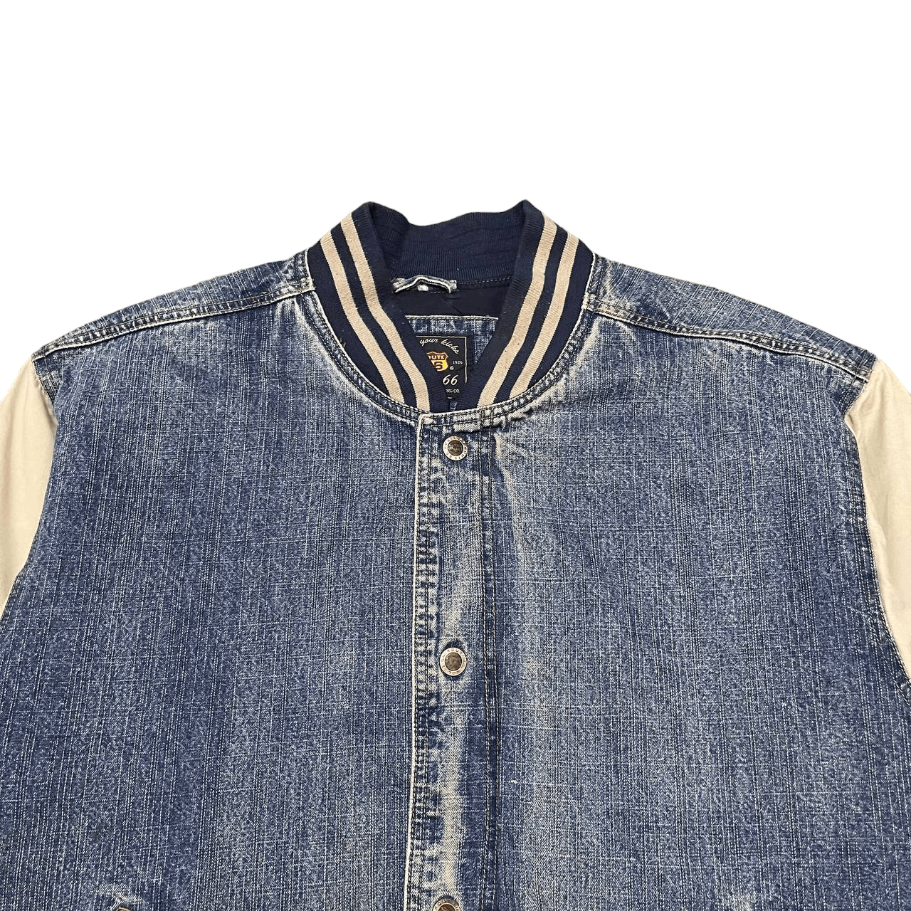 Route 66 Vintage 90's Route 66 Quilted Line Denim Bomber Jacket Size US M / EU 48-50 / 2 - 2 Thumbnail