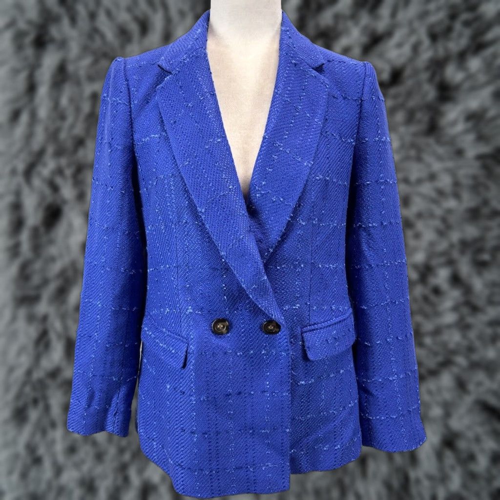 Ann Taylor VINTAGE Ann Taylor Blazer Jacket Women Petite Size 8P Long Sleeve Blue Tweed Business Fall Winter Spring Size M / US 6-8 / IT 42-44 - 1 Thumbnail