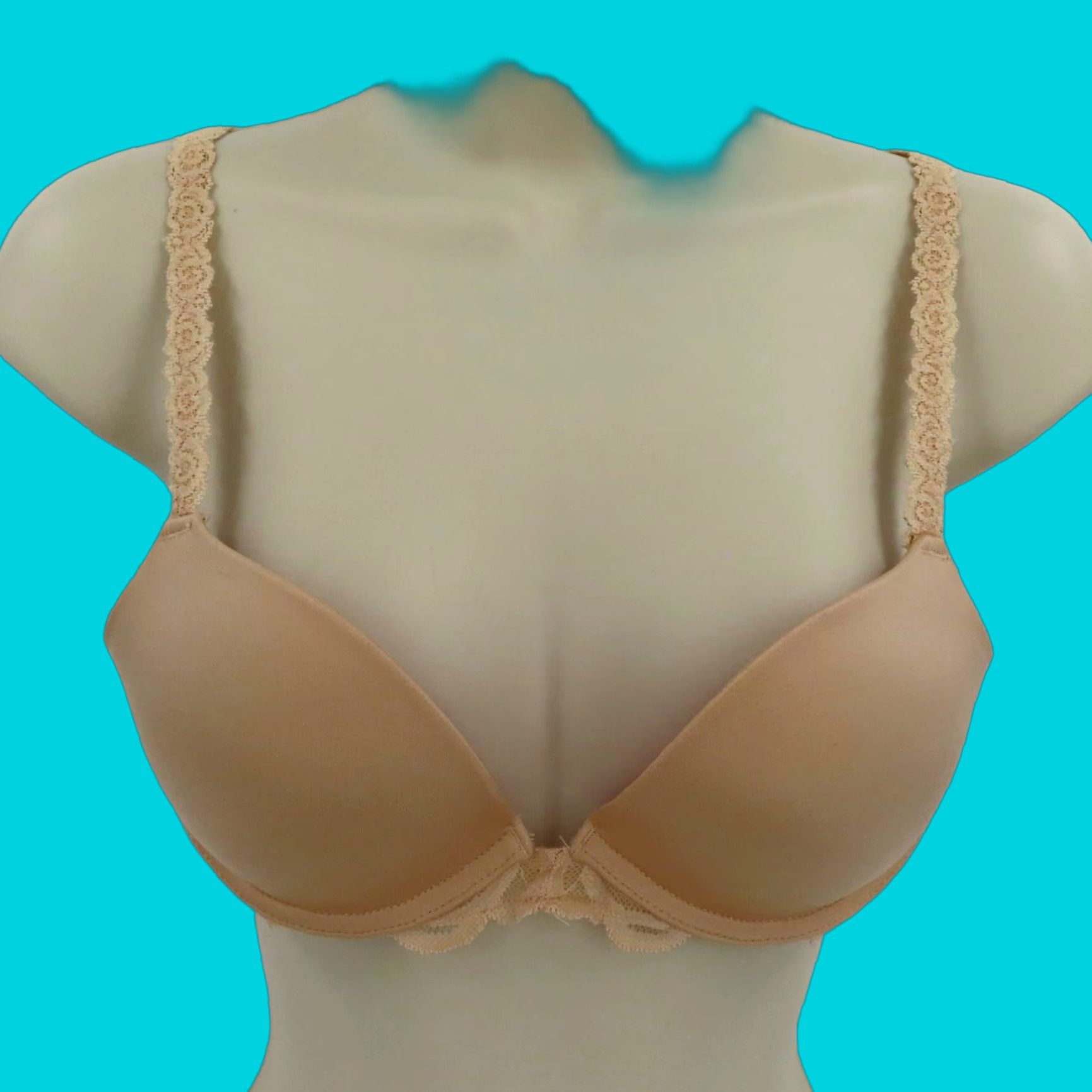 Victoria's Secret PINK Victoria's Secret 34B Push Up Bra Beige Floral Lace Underwire Padded Size ONE SIZE - 1 Thumbnail