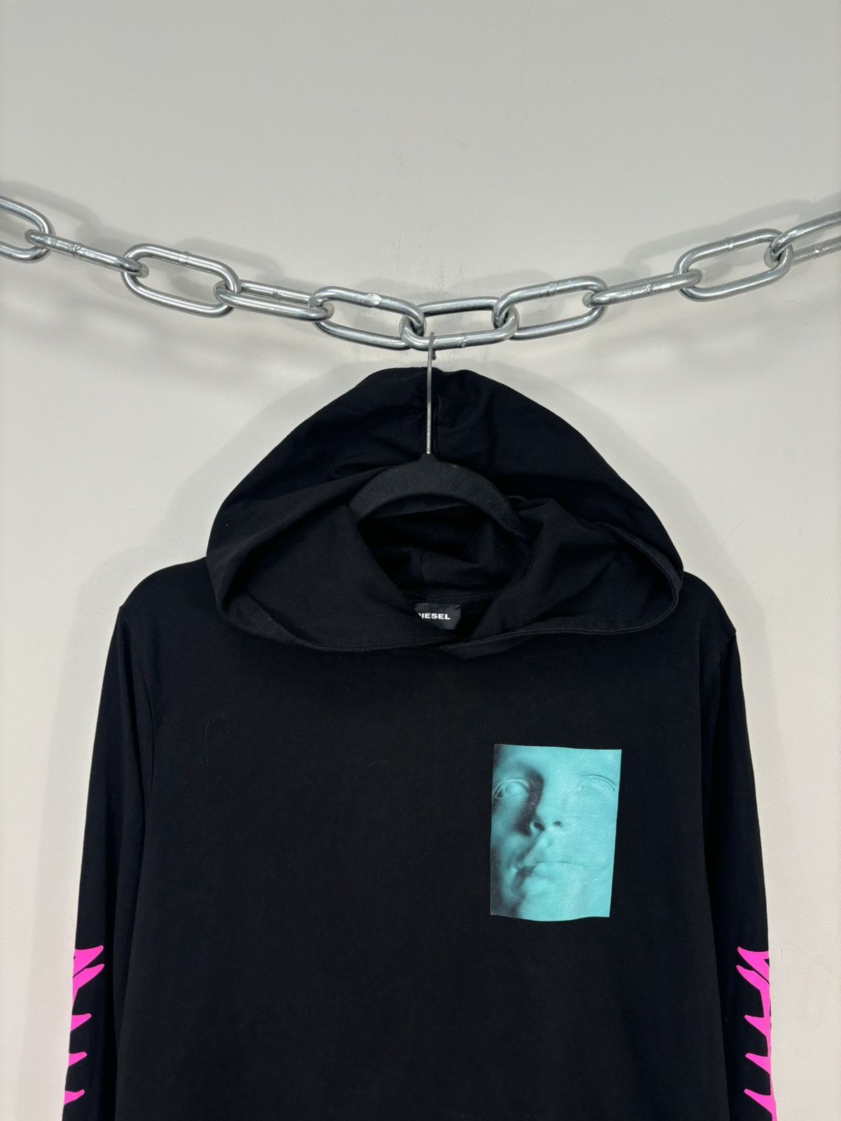 Diesel Diesel Y2K Men’s Frozen Face Print Hype Black Light Hoodie Size US L / EU 52-54 / 3 - 2 Thumbnail