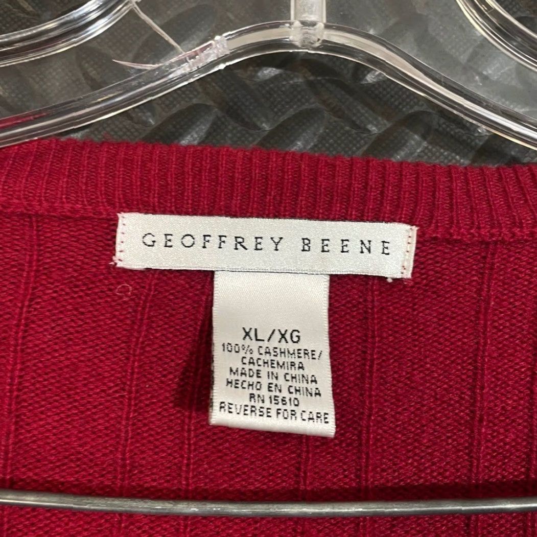 Geoffrey Beene Geoffrey Beene Pullover Sweater V-Neck 100% Cashmere Red Men XXL Big & Tall size 2XL Mens Ribbed Size US XXL / EU 58 / 5 - 2 Thumbnail