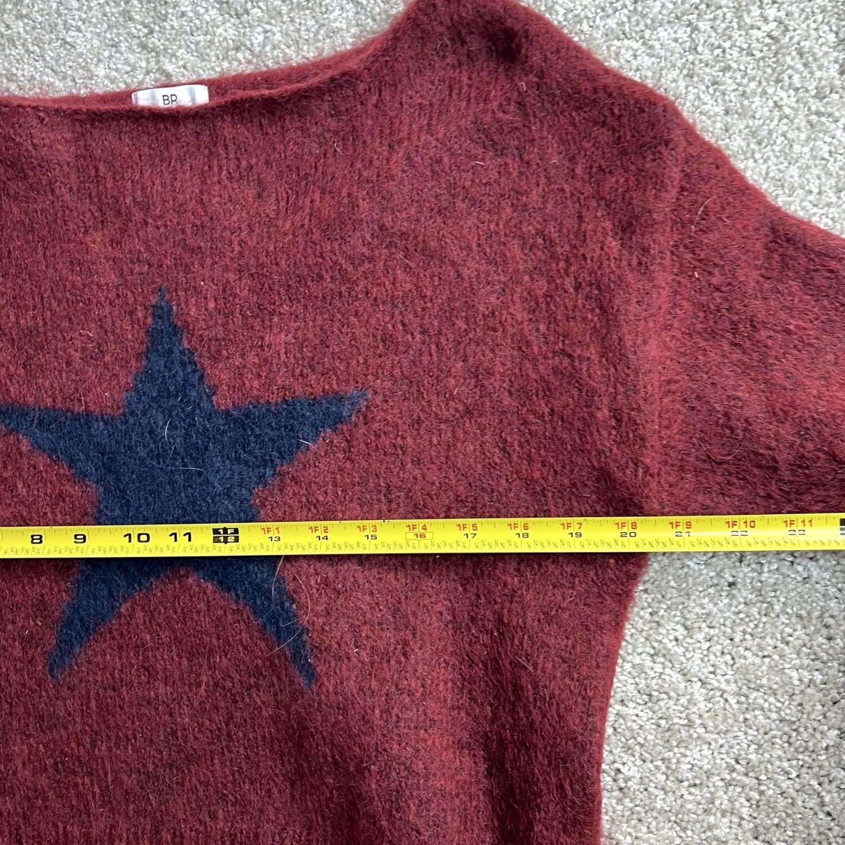 Vintage BP. Sweater Juniors M Red Star Graphic Fuzzy Cropped Knit Pullover Size M / US 6-8 / IT 42-44 - 5 Thumbnail