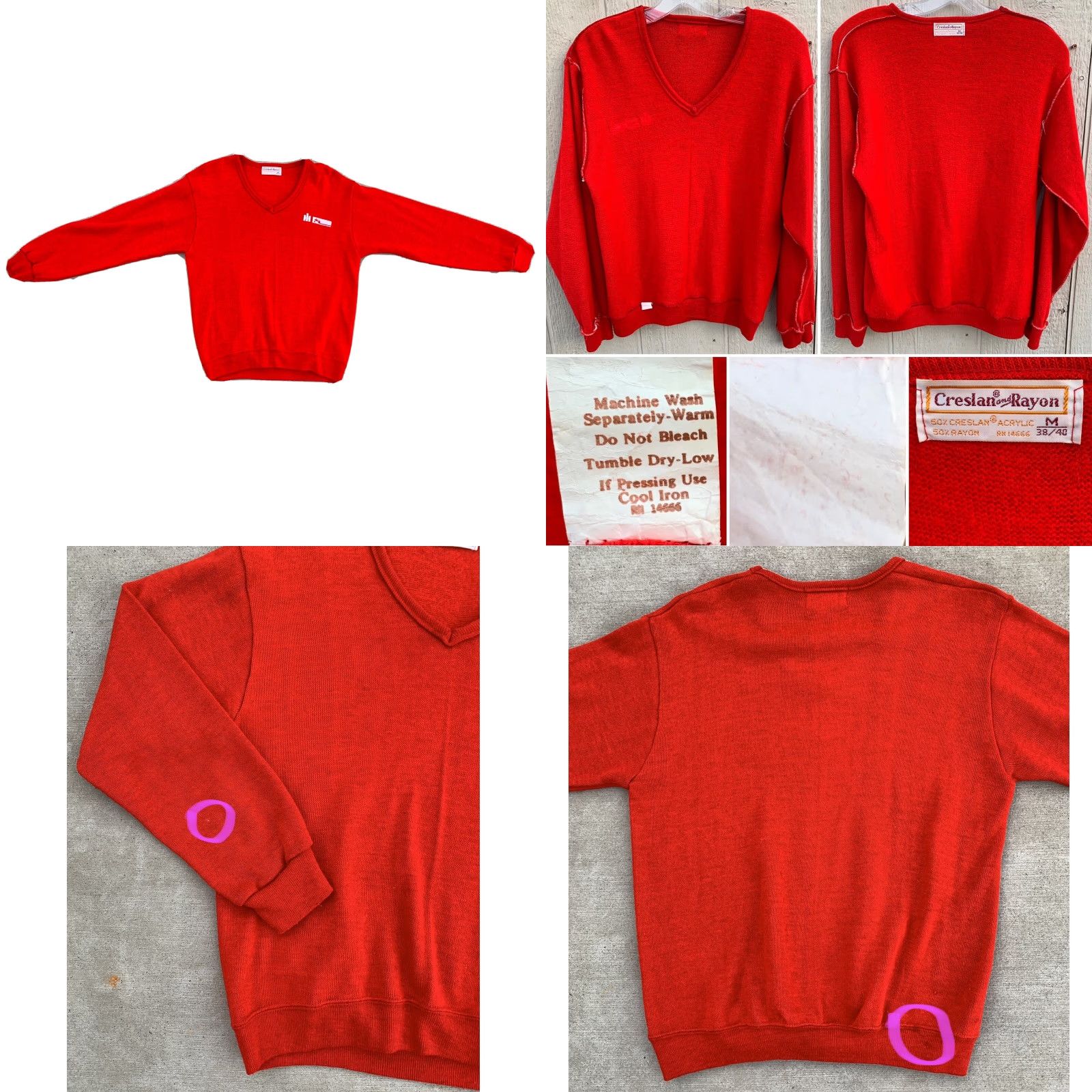 Vintage VINTAGE International Harvester V Neck Sweater Creslan And Rayon 60s 1960s M Red Rockabilly Mens Size US M / EU 48-50 / 2 - 10 Thumbnail