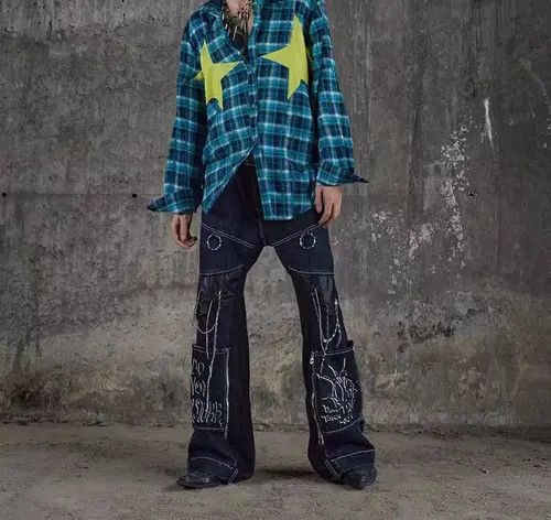 VIBE Street punk detachable patchwork washed Harajuku style jeans Size US 30 / EU 46 - 8 Thumbnail