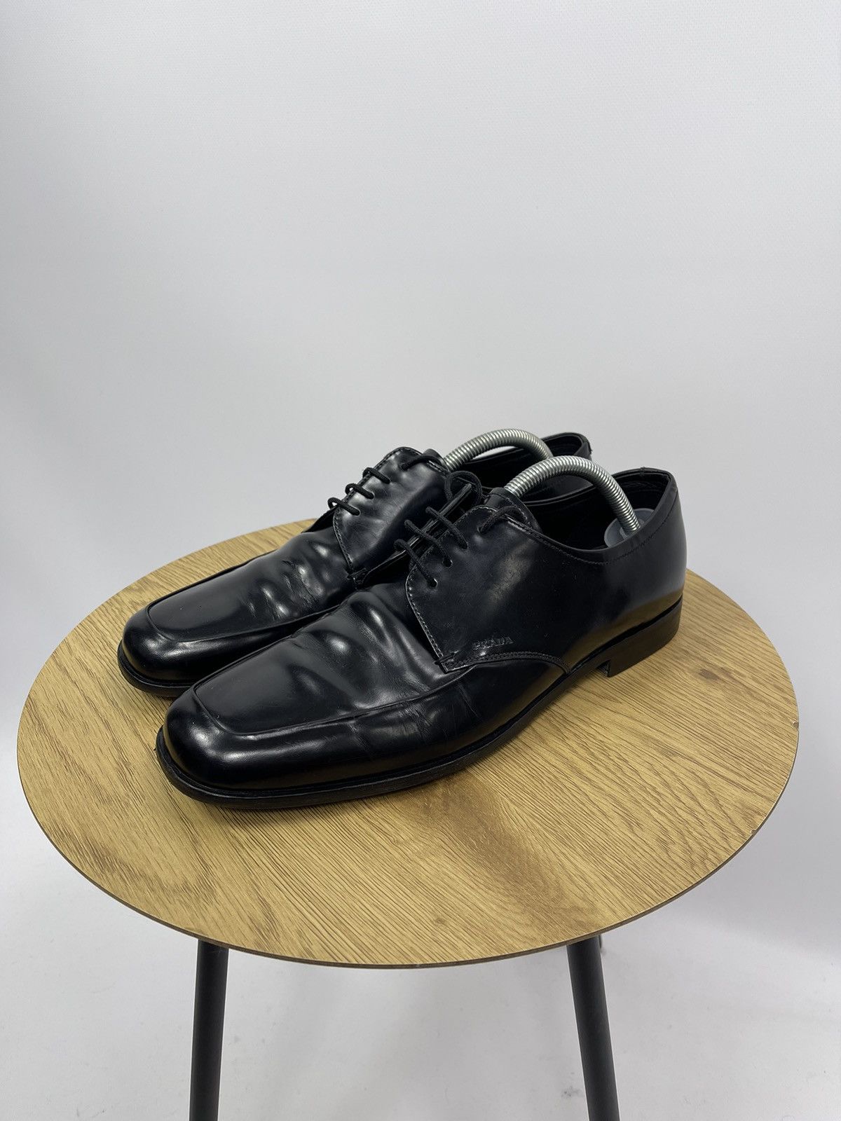 Prada Prada Studded Rhinestone Two-Tone Oxford Dress Leather Shoes