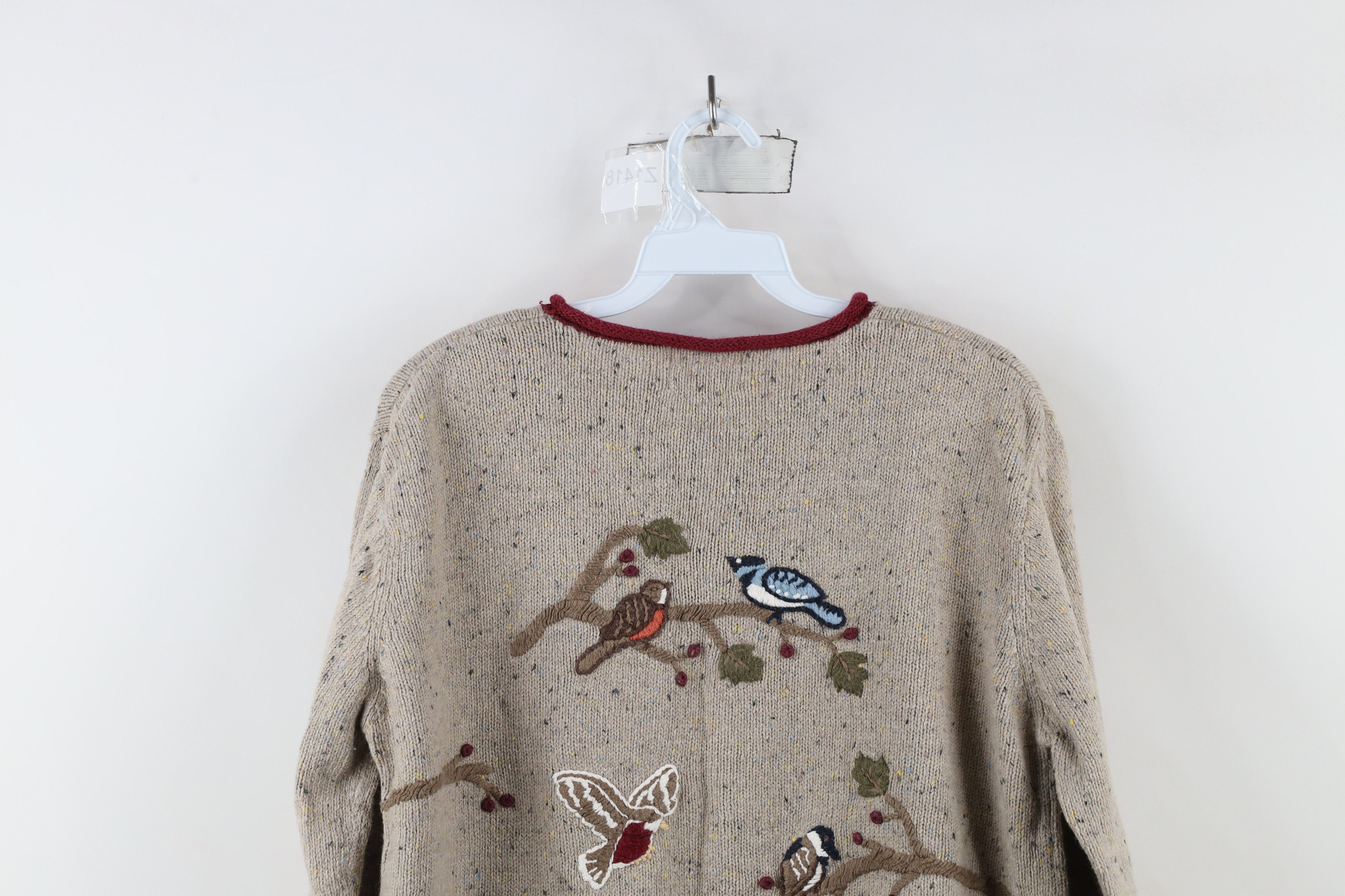 Vintage Vintage 90s Streetwear Embroidered Knit Cardigan Sweater Size L / US 10 / IT 46 - 13 Thumbnail