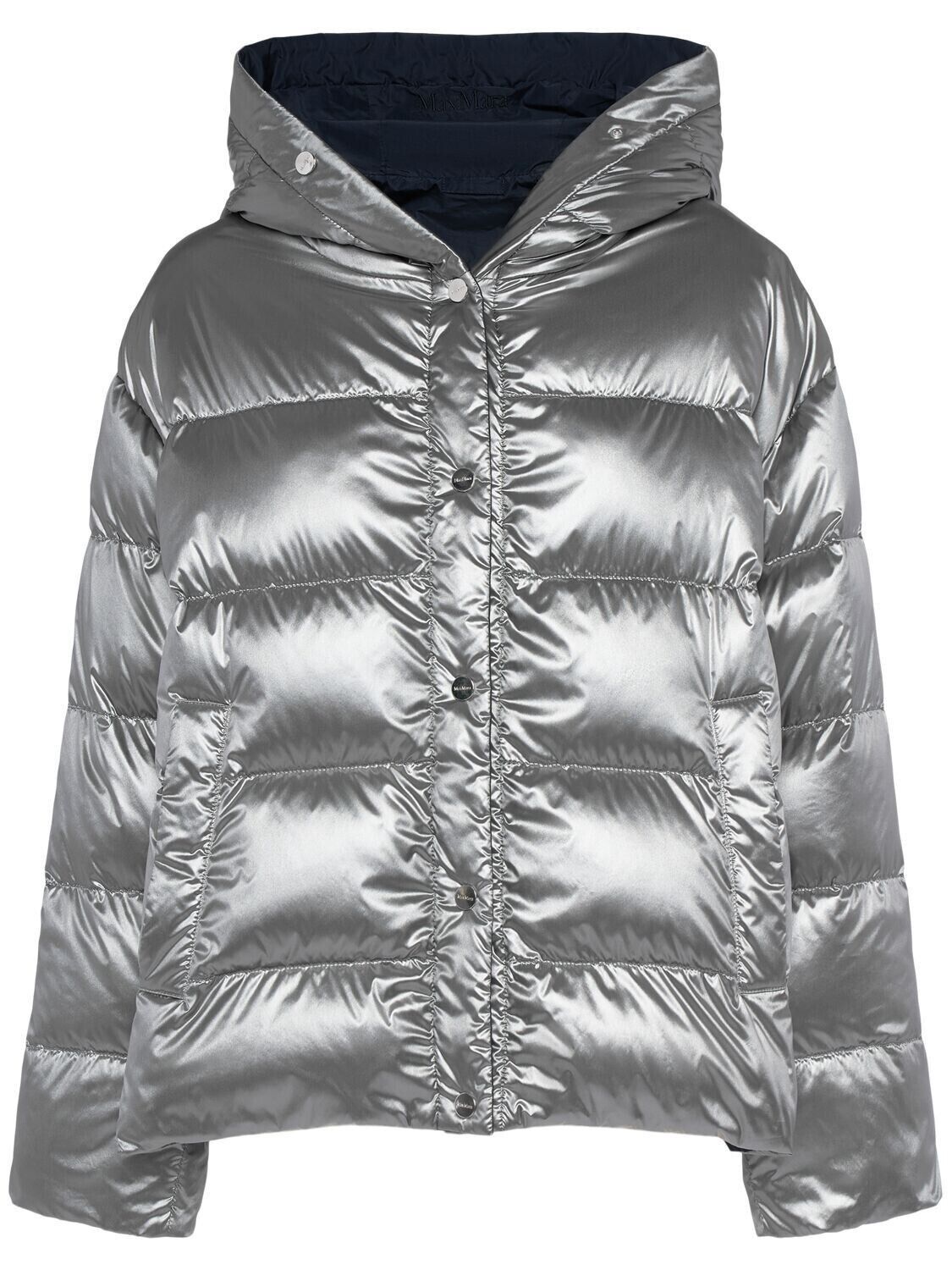 Max Mara MAX MARA Nico $1345 Light Grey Canvas Down Jacket Size XS / US 0-2 / IT 36-38 - 5 Thumbnail
