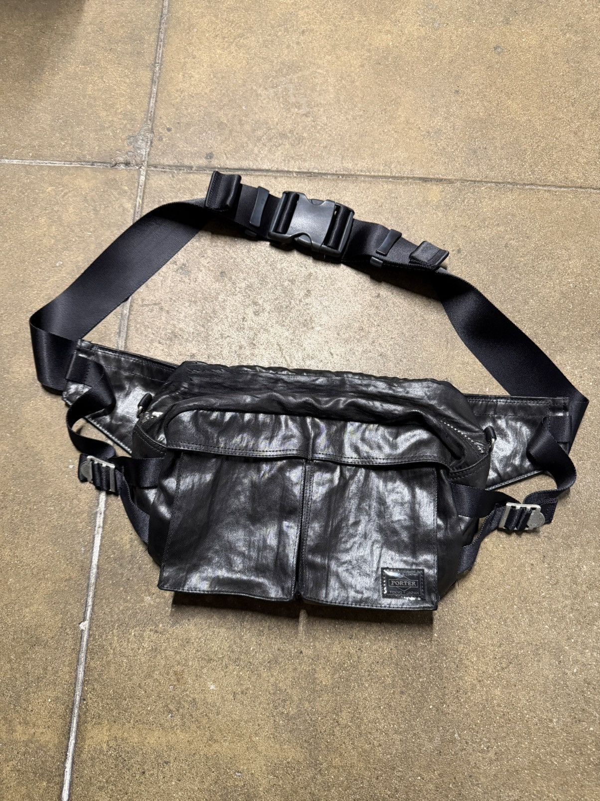 Porter Japan waxed canvas shoulder sling bag