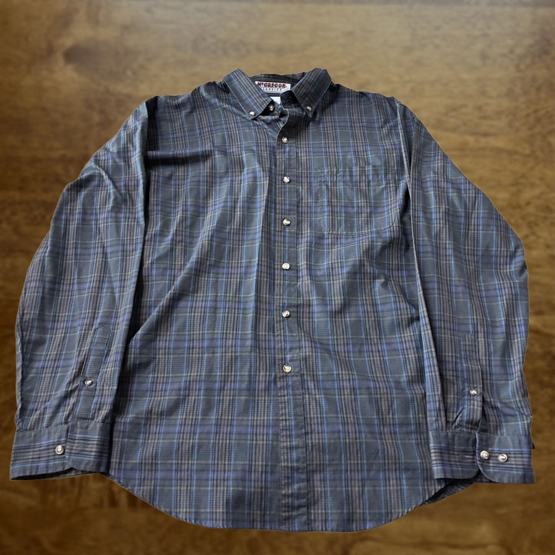 McGregor VINTAGE McGregor Shirt Mens XL Blue Plaid Long Sleeve Button Up Classic Fit Size US XL / EU 56 / 4 - 1 Thumbnail
