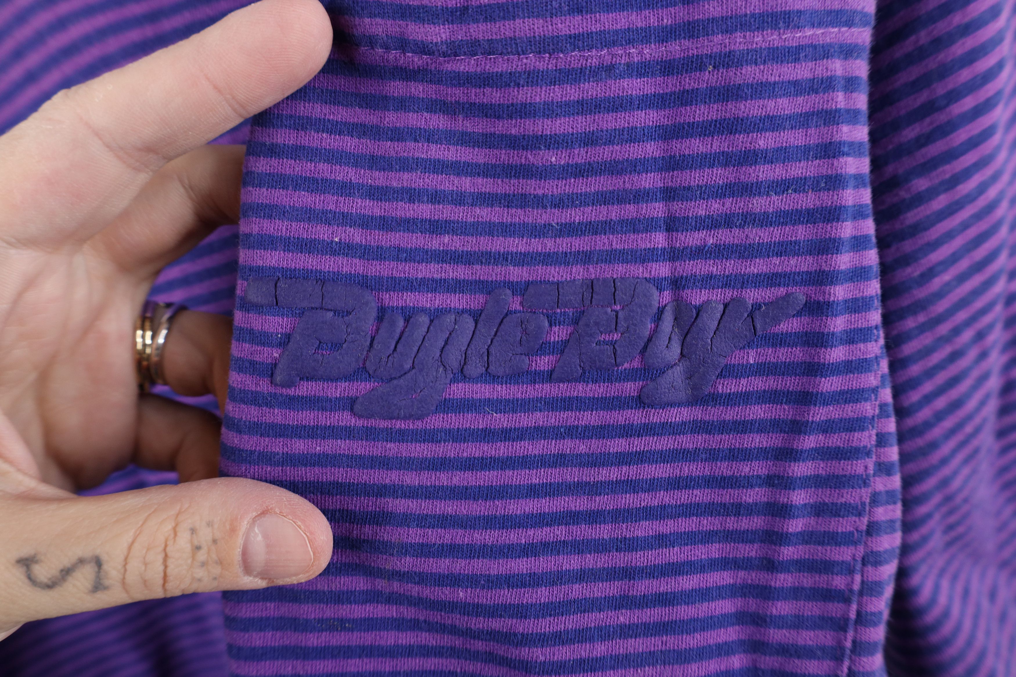 Vintage Vintage 90s Bugle Boy Striped Puff Paint Baggy T-Shirt Size US XL / EU 56 / 4 - 4 Thumbnail