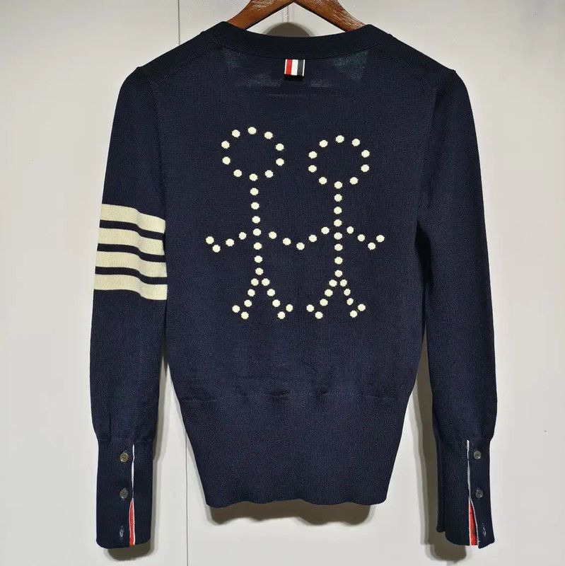 Thom Browne Thom Browne Navy Wool Cardigan with Unique Design 0089 Size M / US 6-8 / IT 42-44 - 1 Thumbnail